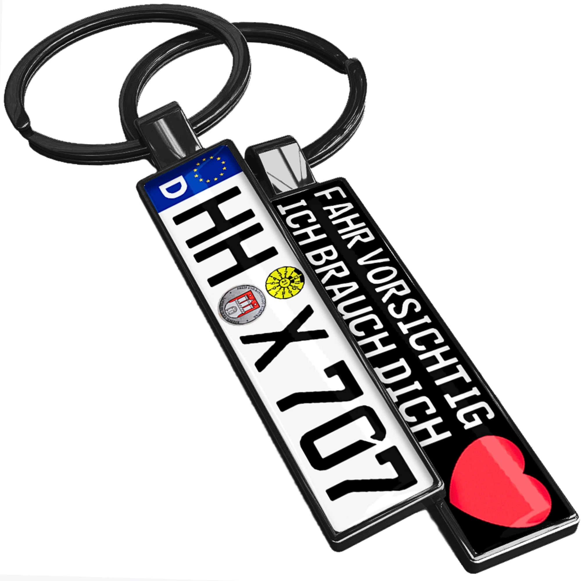 Schlüsselanhänger Kennzeichen mit Name, Logo oder Foto individuell personalisiert | Dein persönlicher Auto Schlüsselanhänger Wunschkennzeichen Nummernschild | Autozubehör & Geschenke selbst gestalten