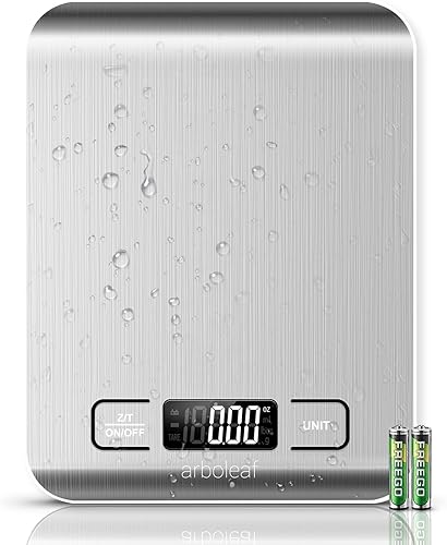 arboleaf Báscula de cocina de alimentos, 22 libras de peso digital gramos y onzas para hornear y cocinar, báscula precisa de alimentos de 1 g0.01 oz