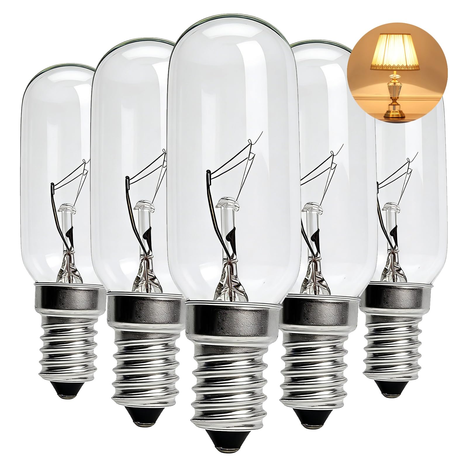 5 Pack Cooker Hood Bulbs, 40w E14 Extractor Fan Bulb, T25 220-240V, 320LM Warm White 2700K, SES Small Edison Screw Light Bulbs, Kitchen Appliance Replacement for Cooker Hood Extractor Fan Desk Lamp