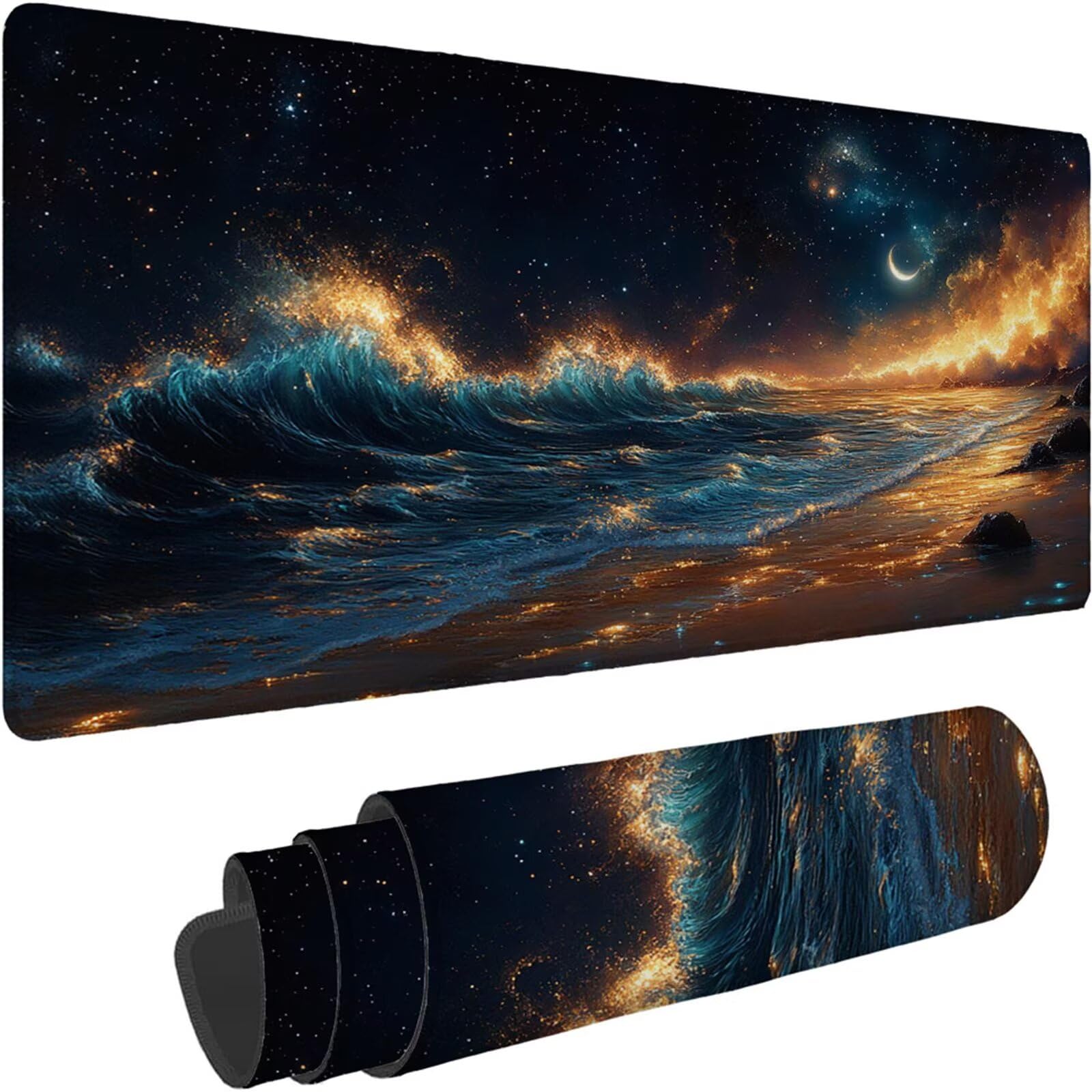 Gamingowa podkładka pod mysz 1200 x 600 x 3 mm, XXL, wodoszczelna, odporna na ścieranie, z przyszytymi krawędziami, czarna, podkładka na biurko, poprawia prędkość i precyzję pod laptopa, komputer