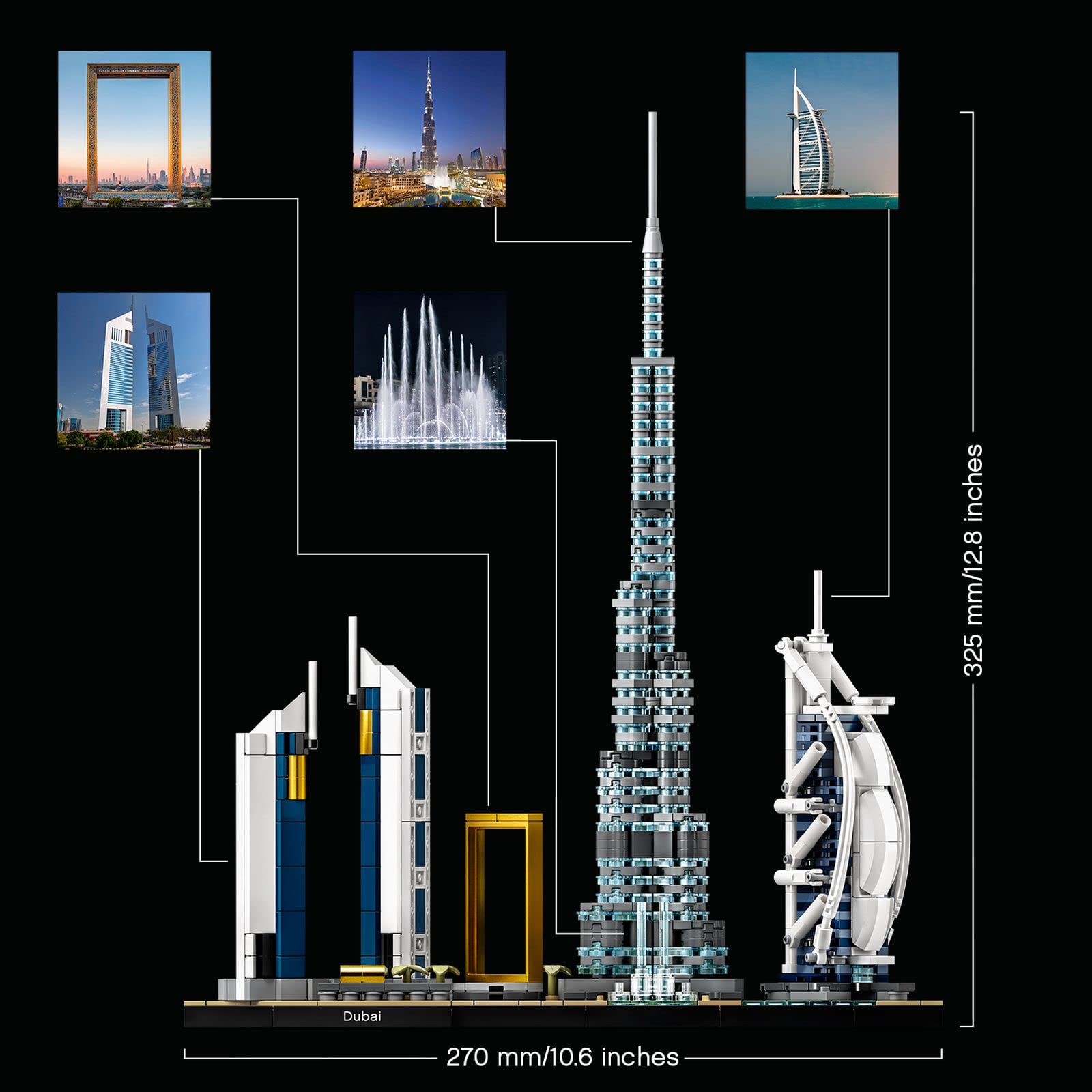 LEGO Architecture Dubai, Collezione Skyline, Kit di Modellismo Creativo e Rilassante, Costruzioni per Adulti e Ragazzi di 16+ Anni, 21052