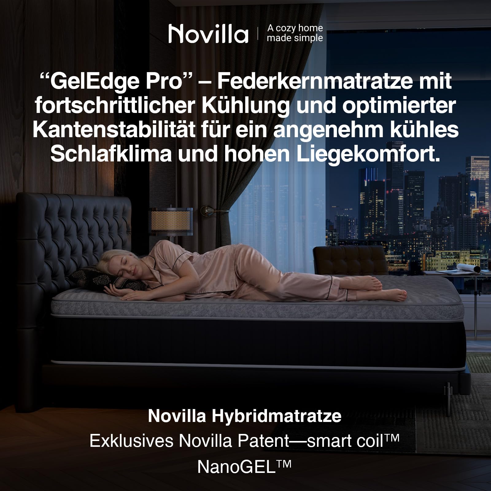 Novilla Matratze 180x200 cm, Härtegrad H3 und H4, 30 cm Höhe 7-Zonen-Stützung Hybrid, Memoryschaum und Federkernmatratze mit Taschenfedern, Kühlende & atmungsaktive Bezug, Öko-Tex Zertifiziert