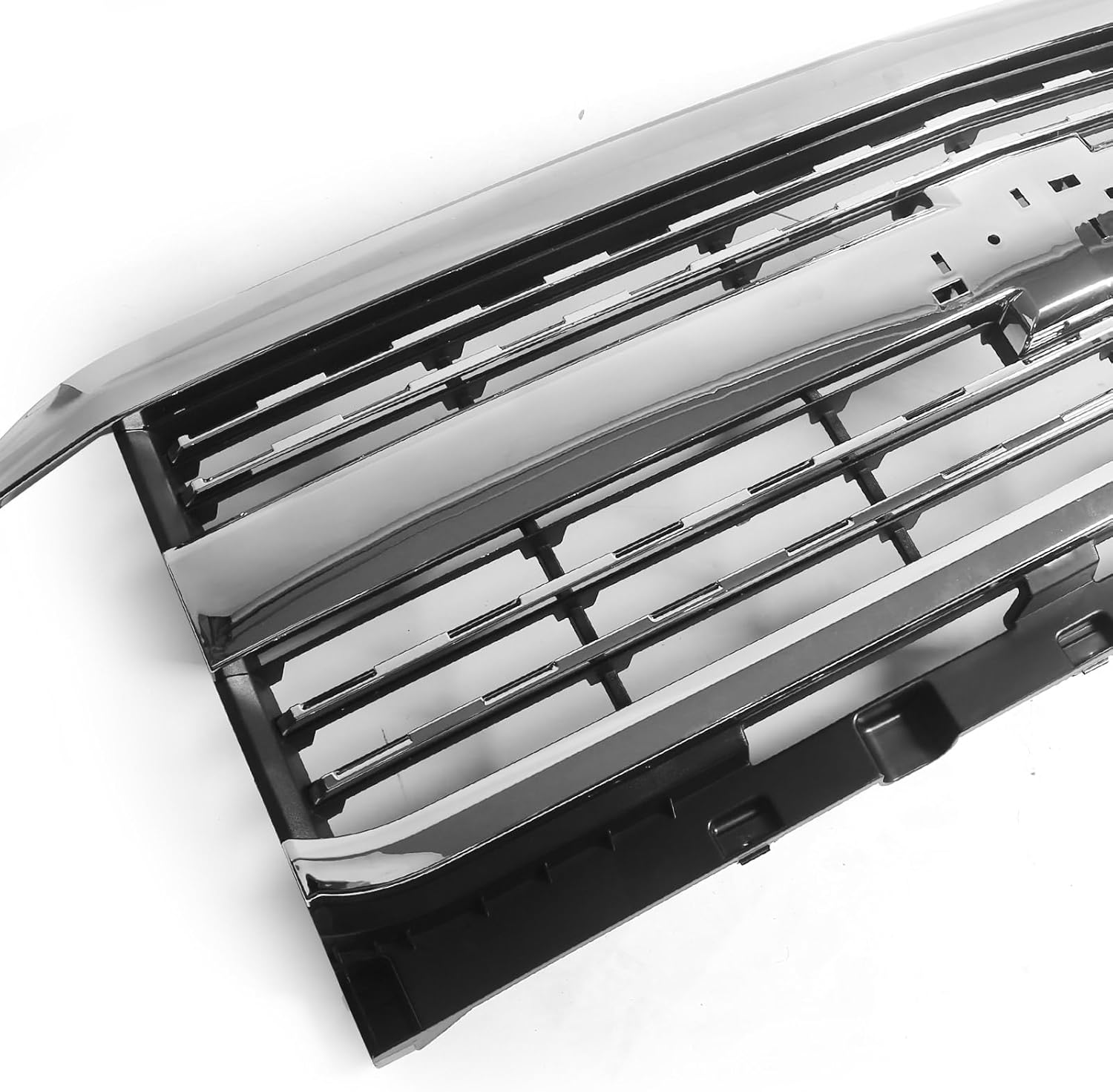 JOLONG Front Bumper Upper Hood Grille for Chevy Silverado 2500 3500 HD 2015-2019 Replacement for 23335302 23335298 GM1200839 (Silvery & Black)