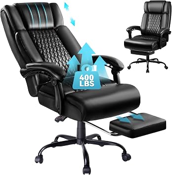 OFIKA Office Chair,Big and Tall Office Chair with Foot Rest Ergonomic High Back Executive Office Chair 400lbs,Home Office Desk Chairs with Lumbar Support,Reclining Office Chair Black
