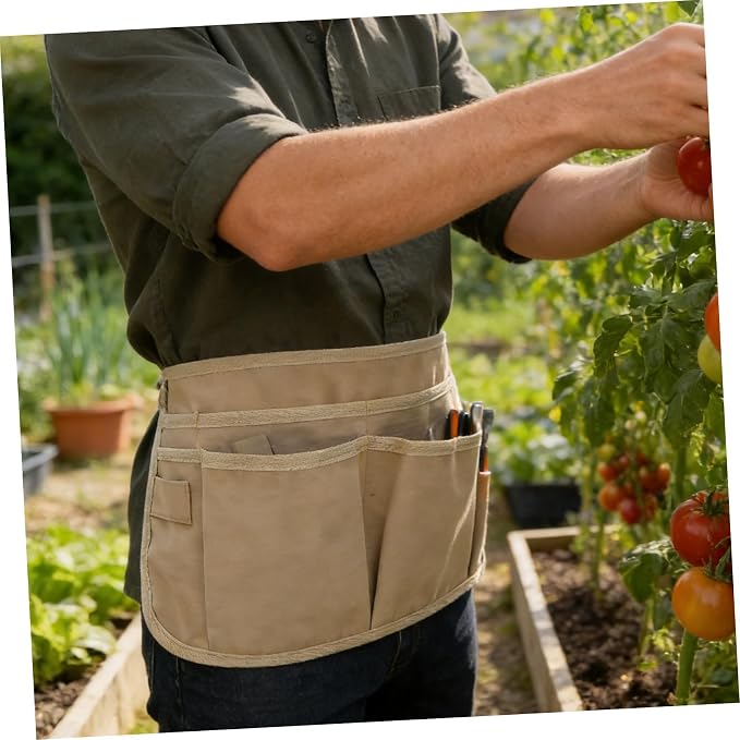 Delantal ajustable de cintura con 12 bolsillos, poliéster impermeable miniatura 6