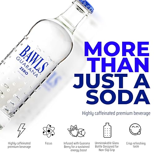 Miniatura 4 de BAWLS Guarana Zero, BAWLS - Bebida de guaraná, refresco de guaraná, refresco alimentado con guaraná para energía, bebida con cafeína de alta