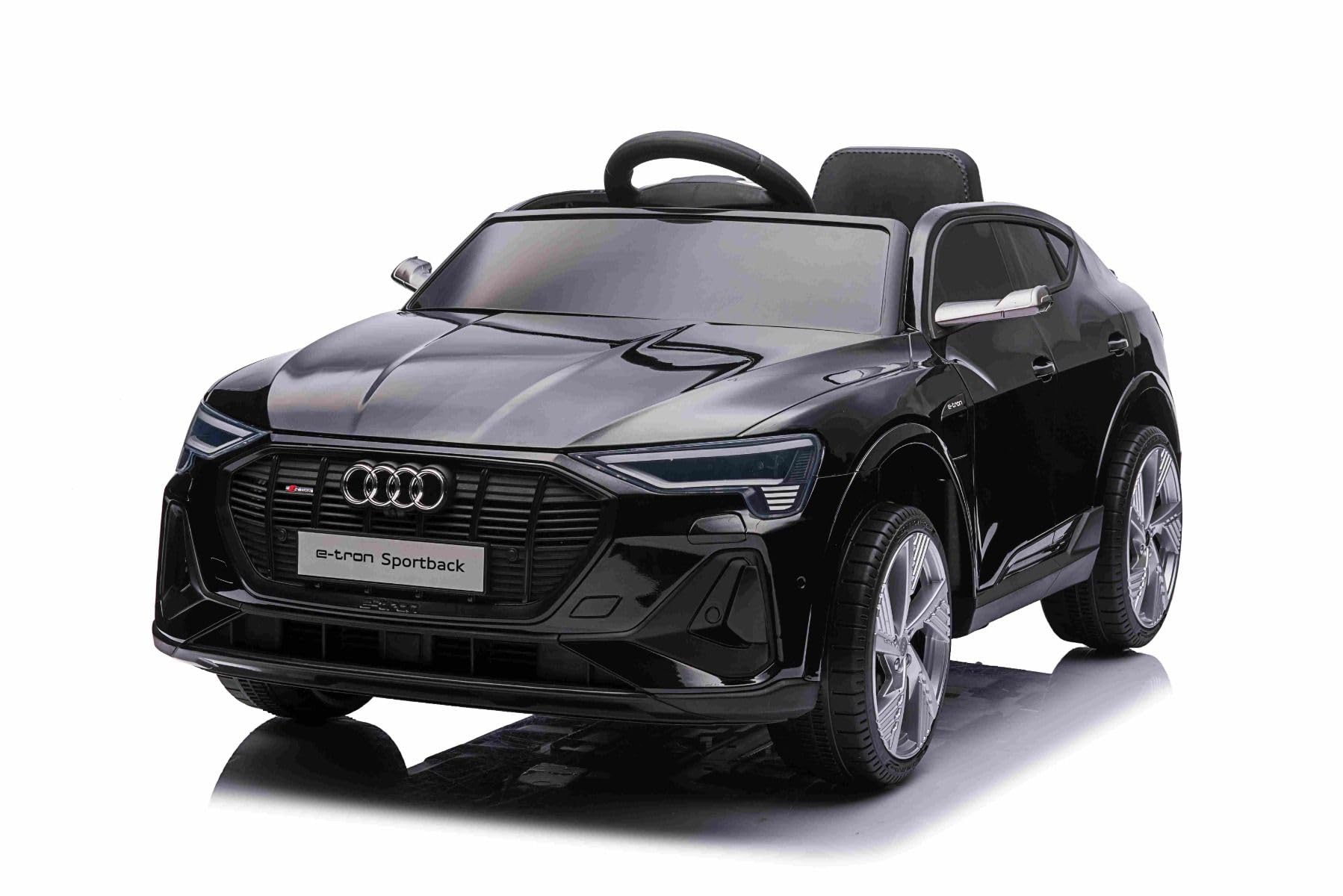Samochód elektryczny dla dzieci, 12 V, Audi E-tron Sportback, czarny, samochód elektryczny 2,4 GHz, pilot zdalnego sterowania, USB/AUX/MP3, bateria litowa, oświetlenie LED, silnik 2 x 25