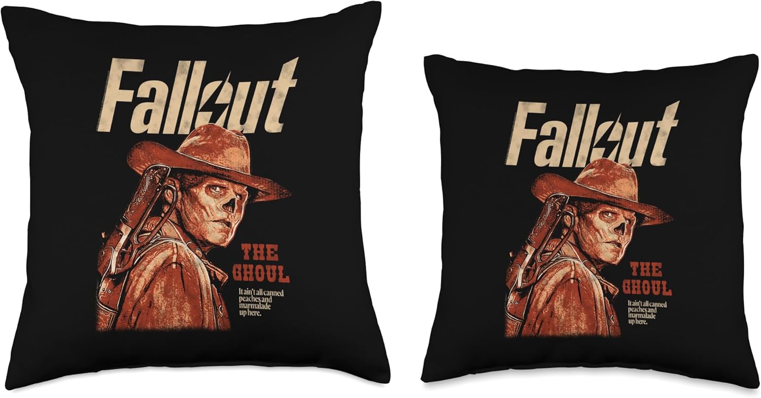 Fallout The Ghoul Silhouette Portrait TV Show Throw Pillow