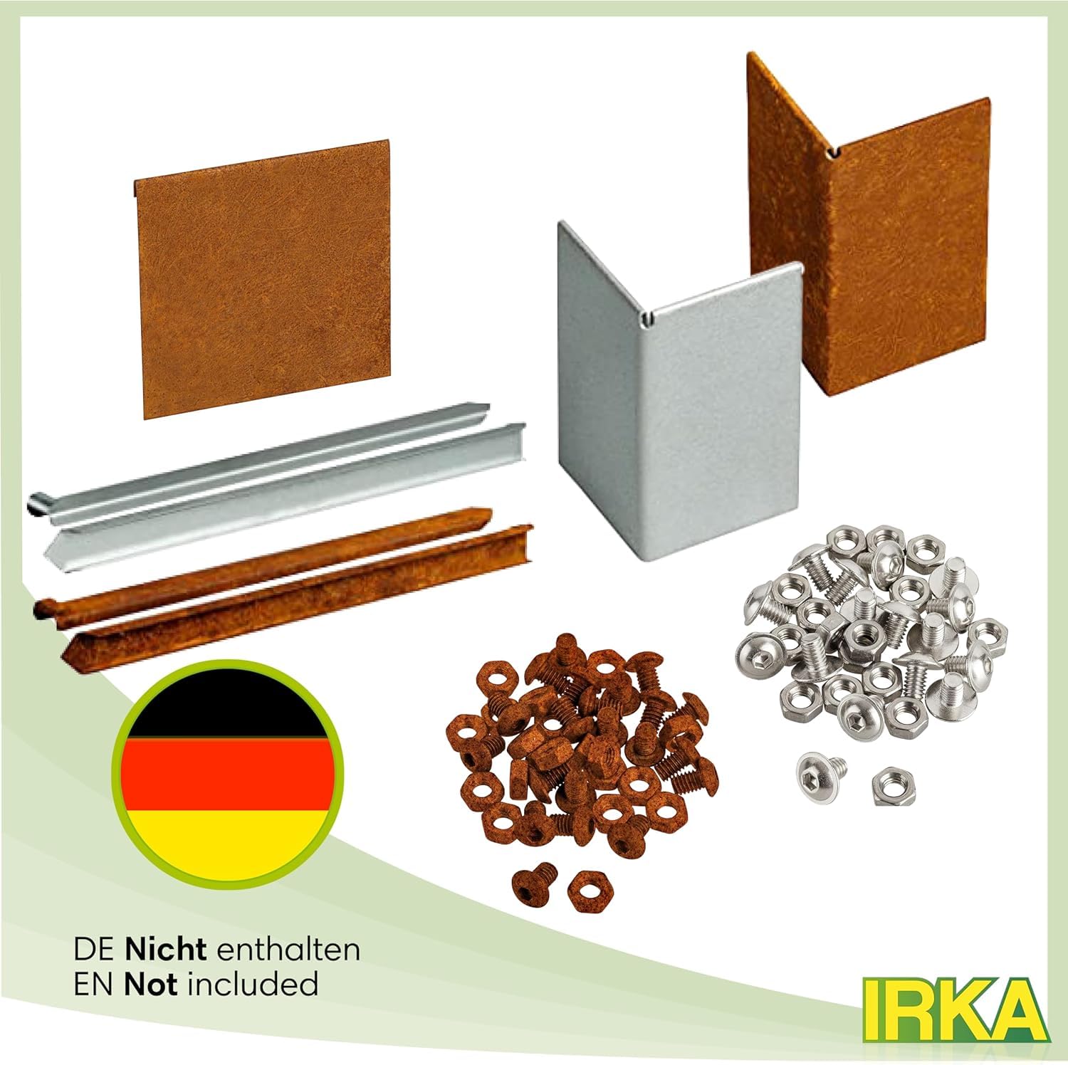 IRKA Rasenkante Comfort XXL 5 Stück Beeteinfassung Alu-Zink 100 x 10 x 8cm