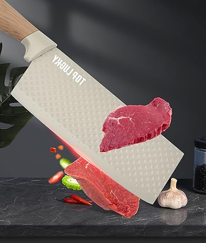 Miniatura 3 de Juego de cuchillos de cocina, juego de 6 cuchillos de revestimiento de madera de lujo, mango de grano de madera clara, acero inoxidable,