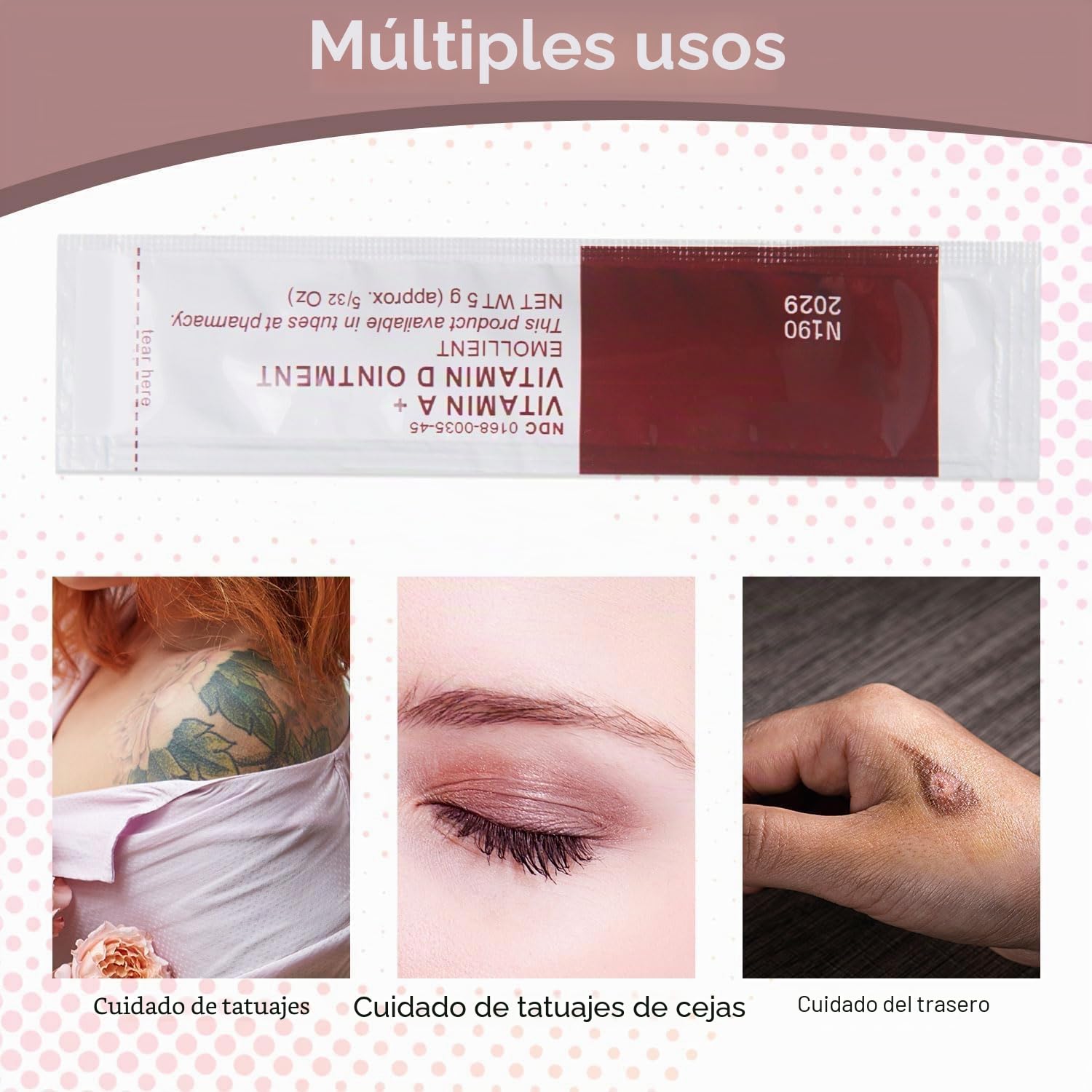 Gel de reparación de cicatrices de tatuaje con vitaminas A y D, 50 unidades de microblading ungüento antiinflamatorio