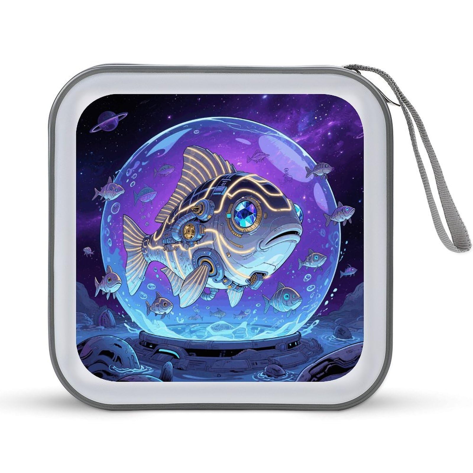 VstaDank Fish DVD Case With Zipper Portable CD Case Hardshell DVD VCD Binder Storage Box EVA Protective Blu-ray Wallet 40 Capacity CD Wallet Movie Music Media Disc Wallets