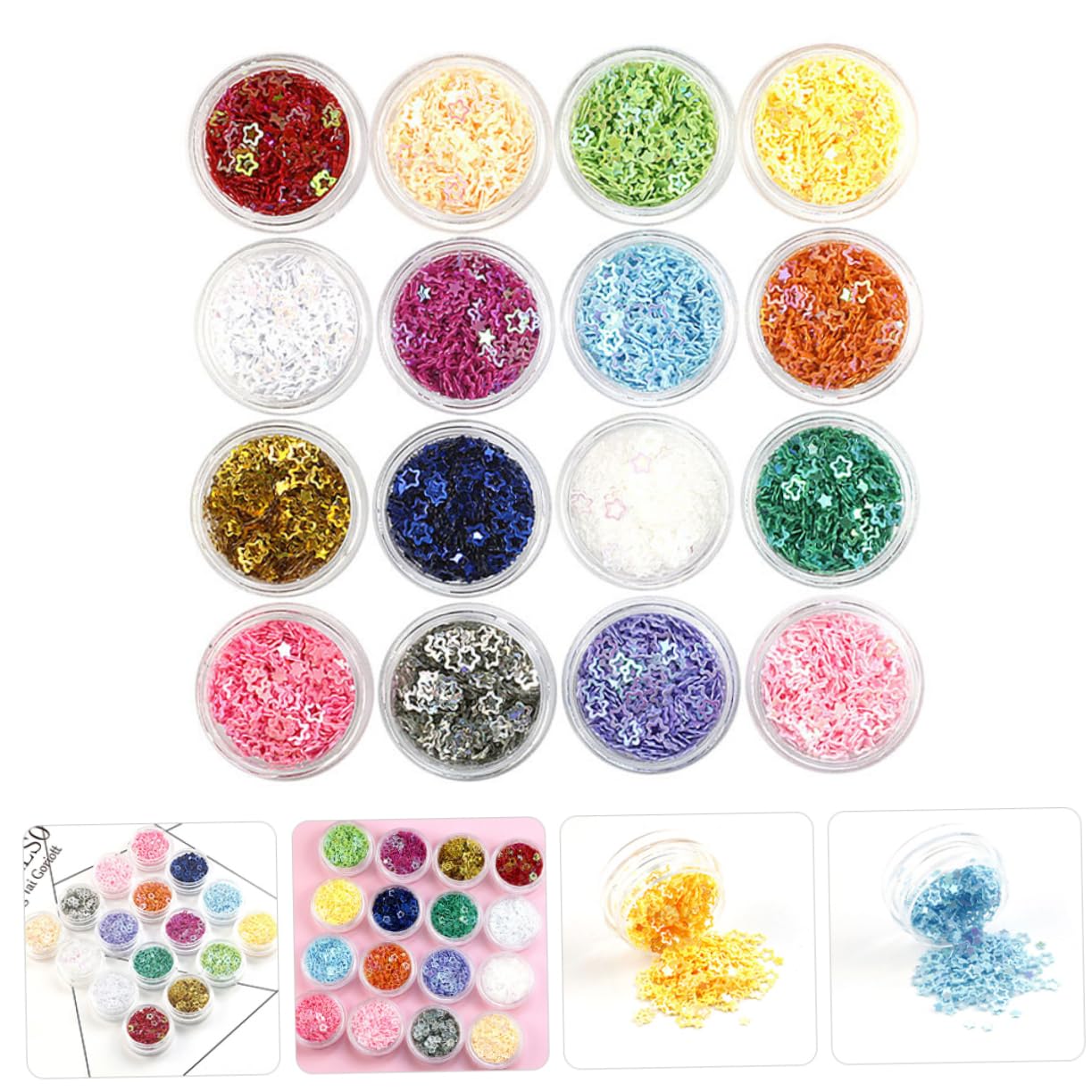 FOMIYES 4 Set Decorazioni Per Unghie Glitterate A Forma Di Stella A Cinque Punte Per Nail Art Decorazione Per Nail Art Eleganti Paillettes Per Unghie Affascinanti Paillettes Per 16box*4