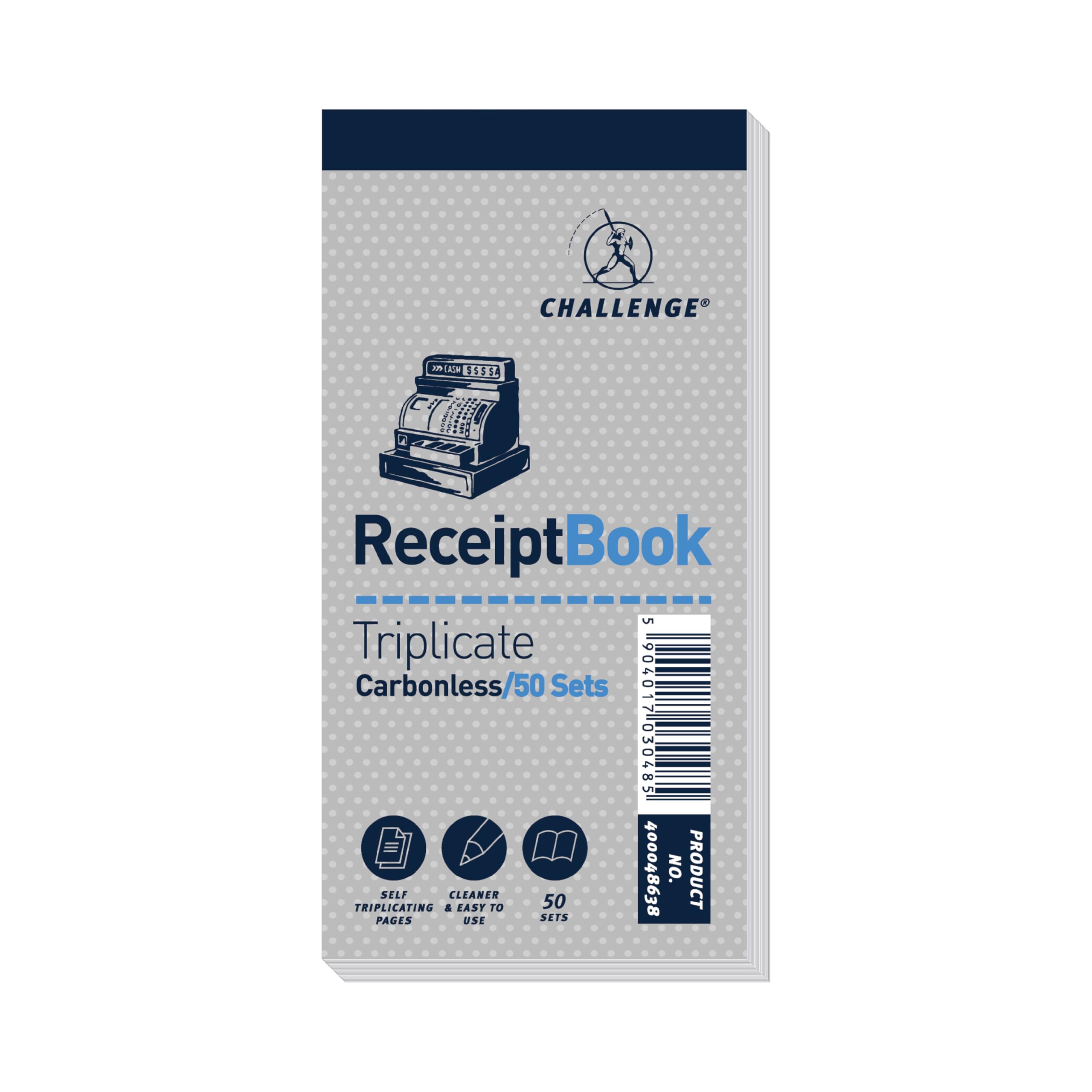 Challenge Triplicate Book Carbonless Receipt 50 Receipts 140x70mm Ref