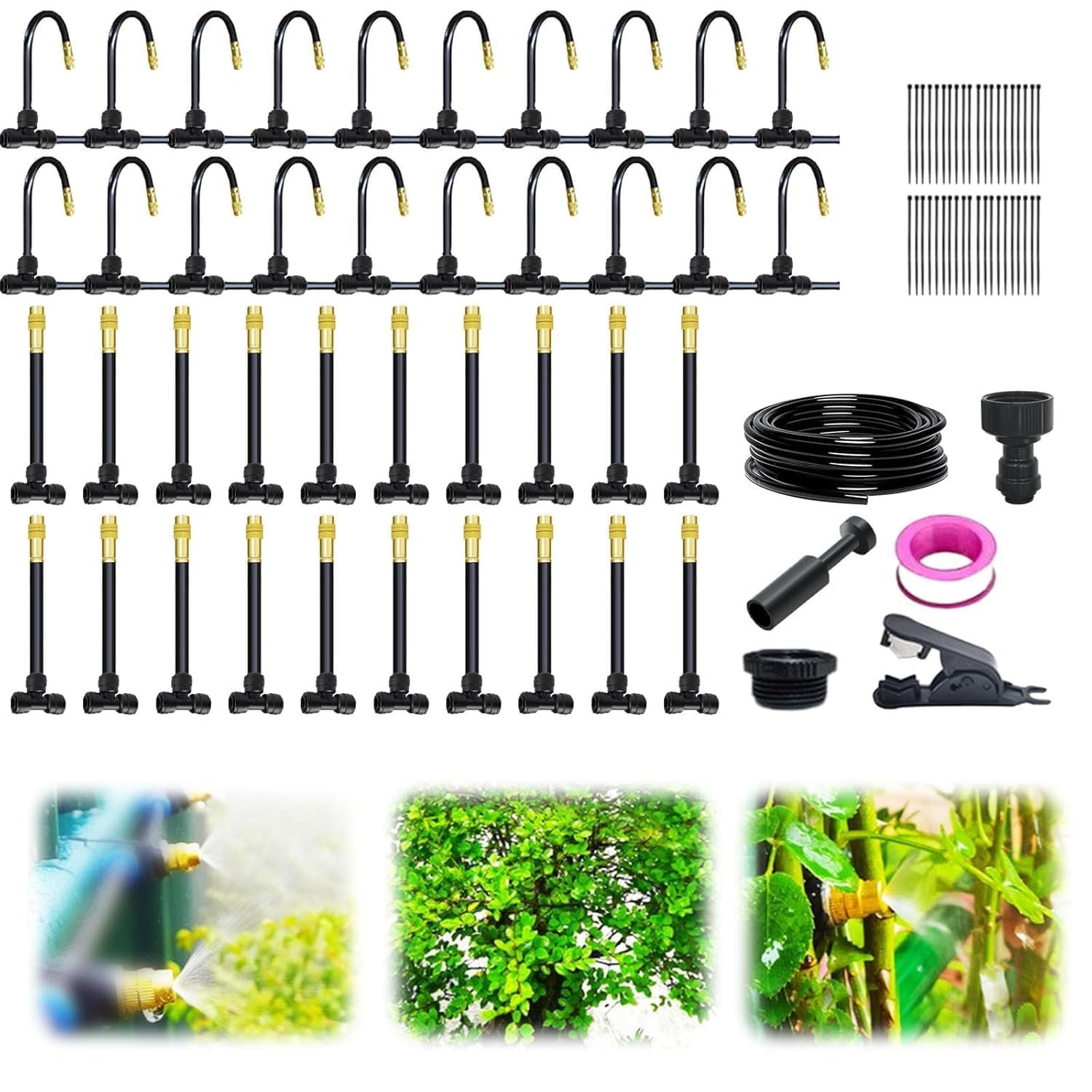 20m Kit de système d'arrosage de jardin réglable – Nouveau système d'irrigation avec buse flexible pour plantes d'extérieur, pelouse et jardin (20m)