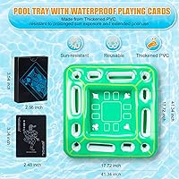 Vista 3 de Mesa de juego flotante para piscina, mesa flotante inflable con cartas de juego impermeables, 40 x 40 pulgadas, grandes bebidas flotantes de piscina