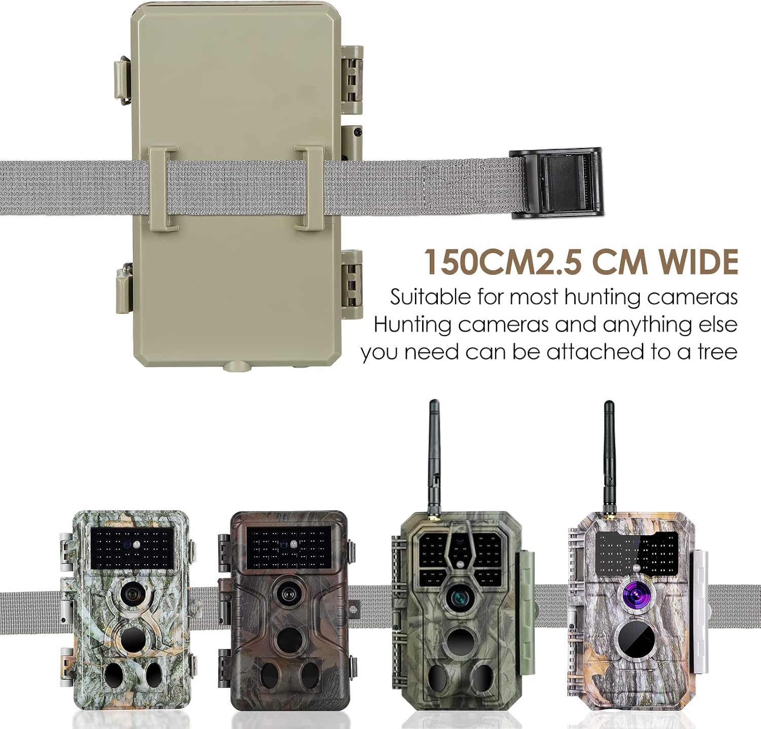 5 Pack Trail & Game Camera Mounting Straps Portable UV Resistant and Foldable Nylon Fiber Strap, Hunting Camera Tree Strap Belts Kit 145cm for Trail Cameras Accessory (Light gray)