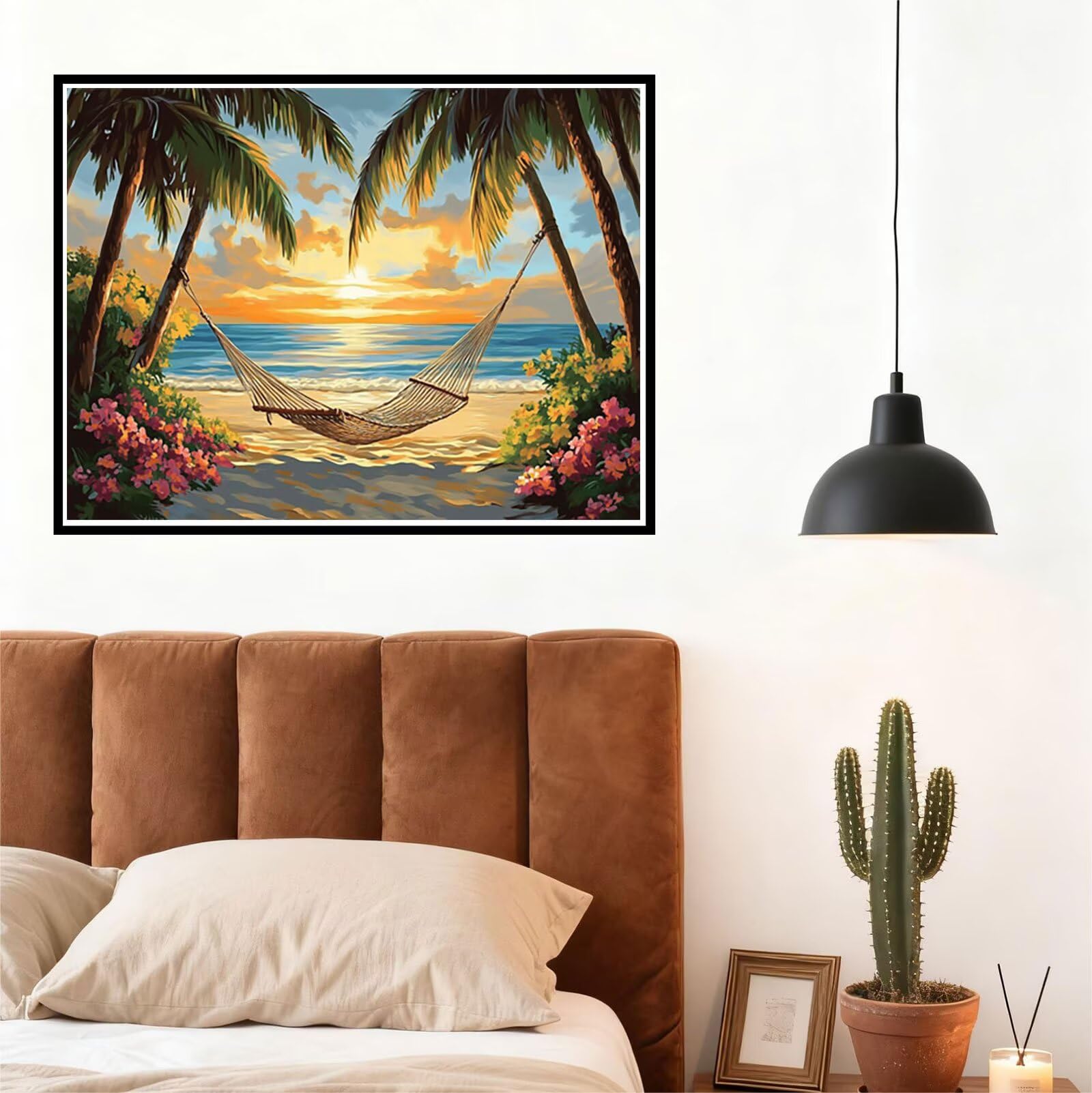 Peinture Numero Adulte Coucher de Soleil Coloriage par Numero Adulte Mer DIY Paint by Numbers, avec Pinceaux Peinture Loisir Creatif Enfant Cadeau Femme, Pour Decoration Maison Murale 70x90cm H - 947