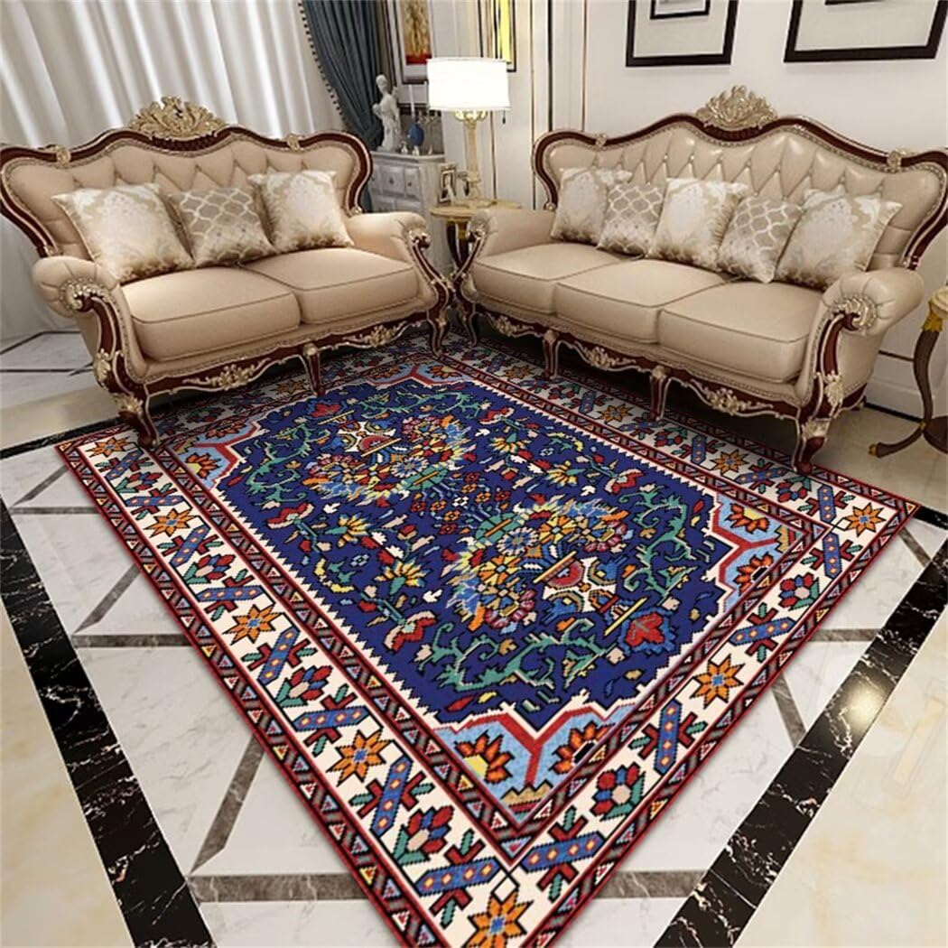Tapis de chambre doux facile à nettoyer bleu 70x140 cm pour salon