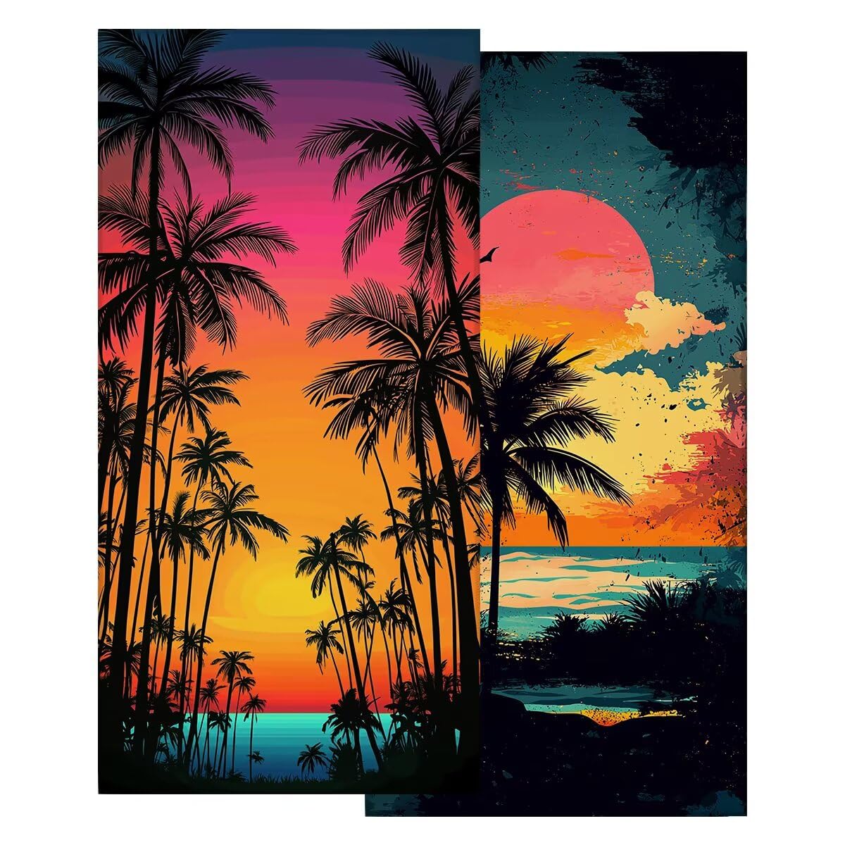 Telo Mare Grande 80x160 cm 2 Pezzi, Antisabbia Telo Mare Microfibra Paesaggio, Asciugatura Rapida Asciugamano Microfibra, Asciugamani Palestra Donna Uomo, Leggero Teli Doccia Accessori Viaggio -4620