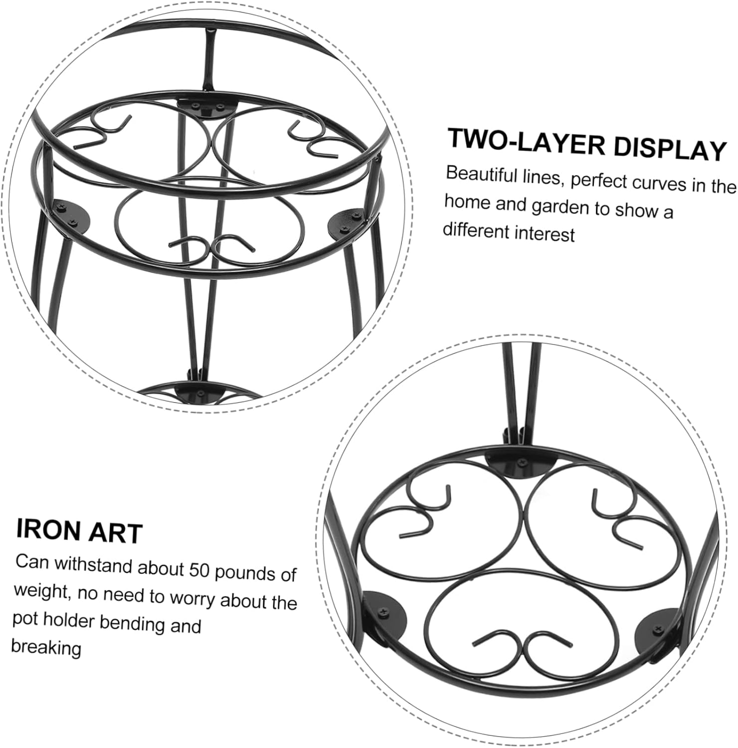 YARNOW Display Metal Flower Pot Stand Plant Stand for Indoor and Outdoor Use for Patios Balconies and Gardens Accommodates Multiple Plants