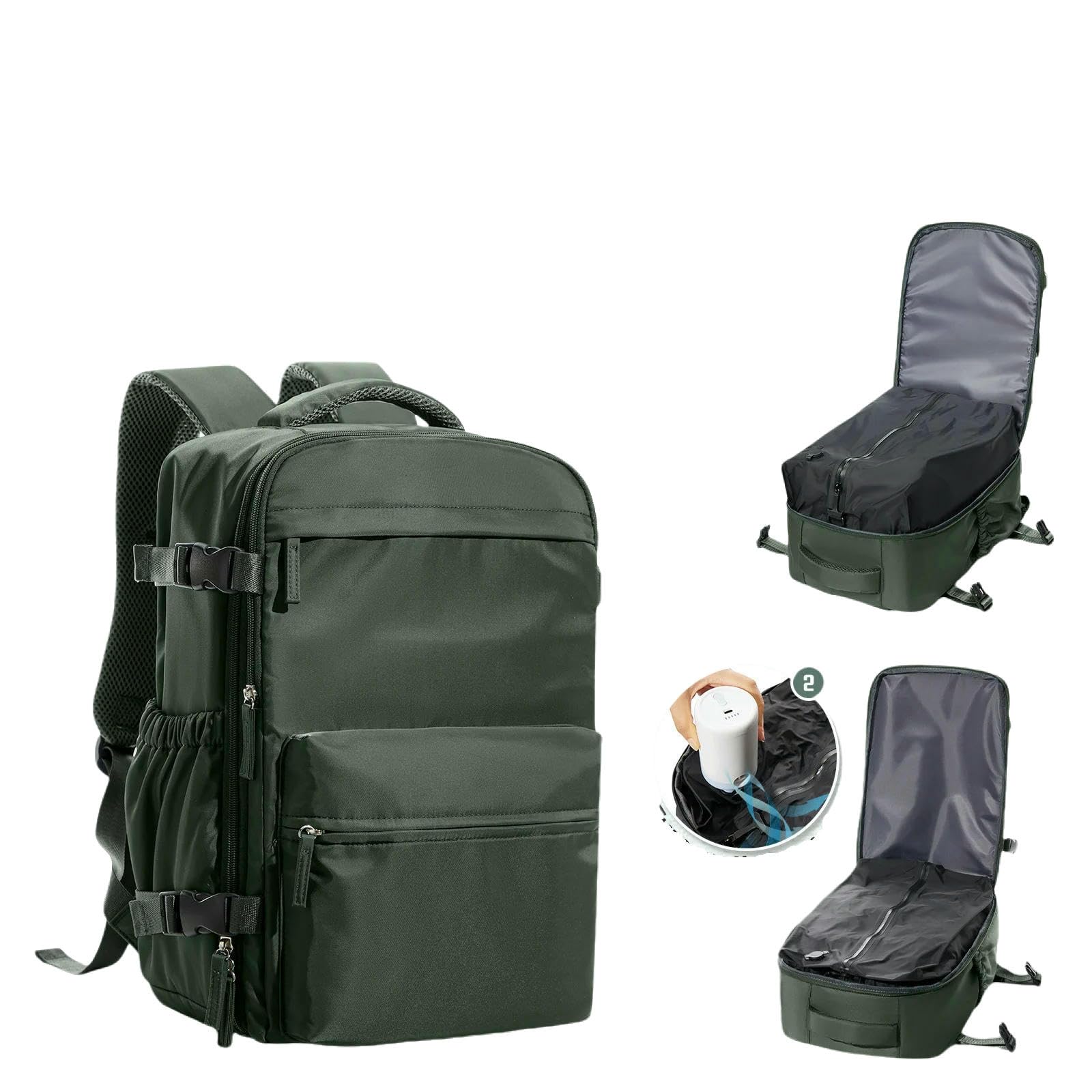Zcabybd Men's Green With Pump Travel Bag Vacuum Compression Backpack 15 6In Laptop Expand Hiking Backpack, Ryanair 40X20x25 Cabin Bag