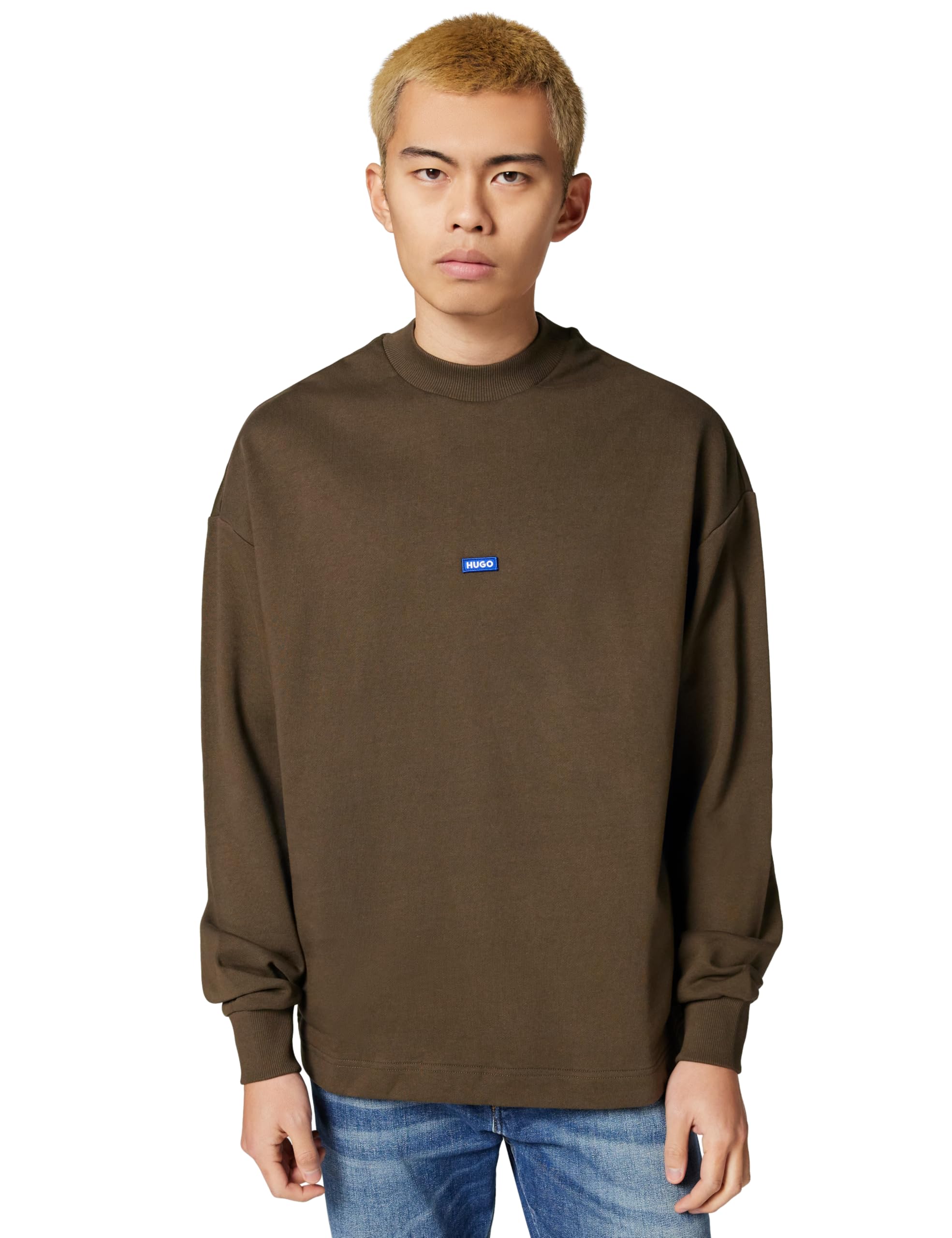 HUGO Men's Sweatshirt, Dark Brown 208, M