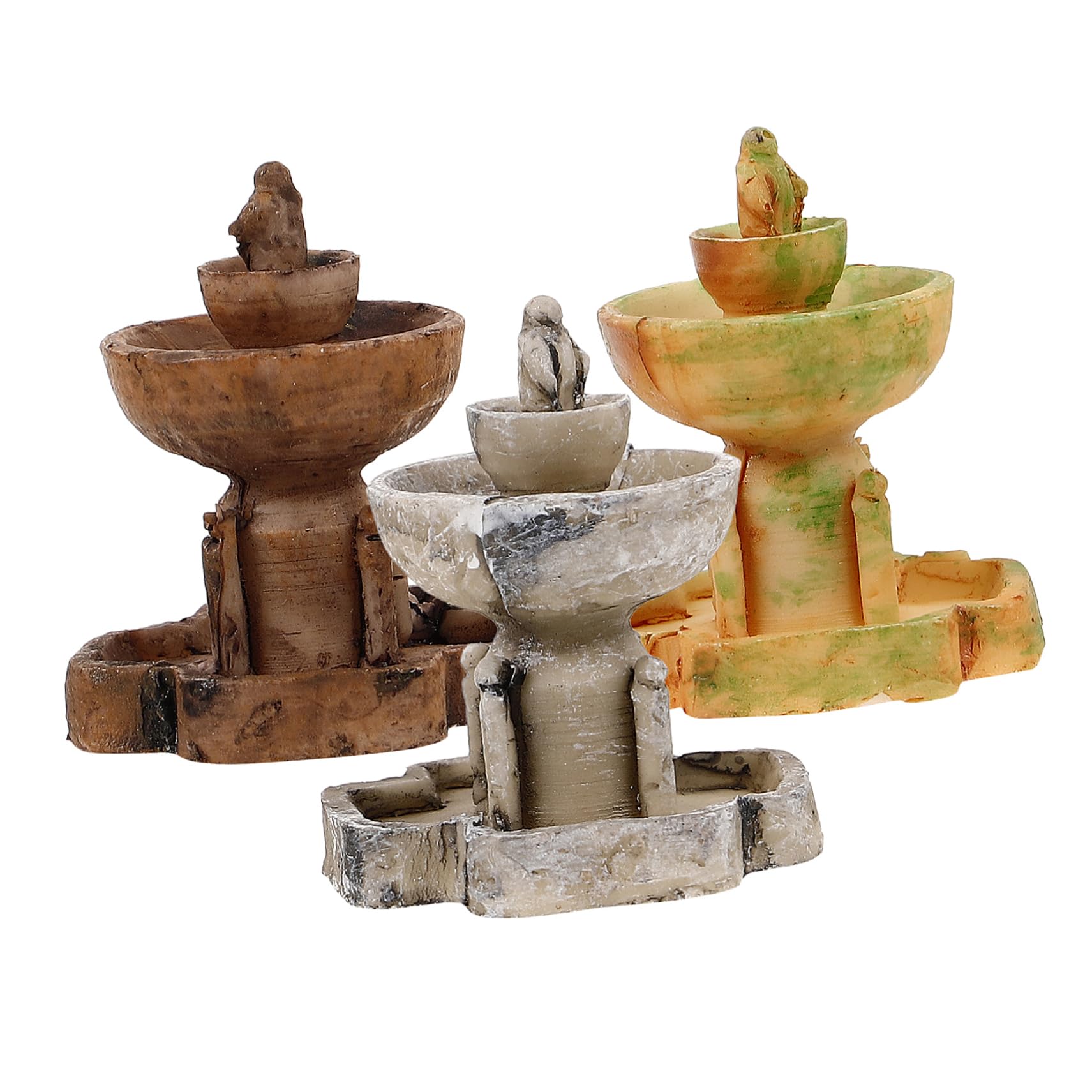 FUNOMOCYA 3pcs Micro Landscape Fountain Outdoor Decorations Decorate Miniature Fountain Decor Mini Fountain for Micro-Landscape Fountain Decoration Yard Decor Succulents Statue Resin