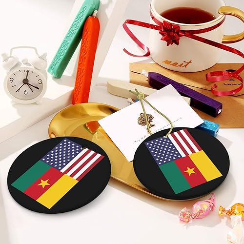 Vista 6 de Bandera de América, Camerún, América, América, América, con encanto, adornos colgantes para árbol de Navidad, 2.9 pulgadas, decoración del hogar