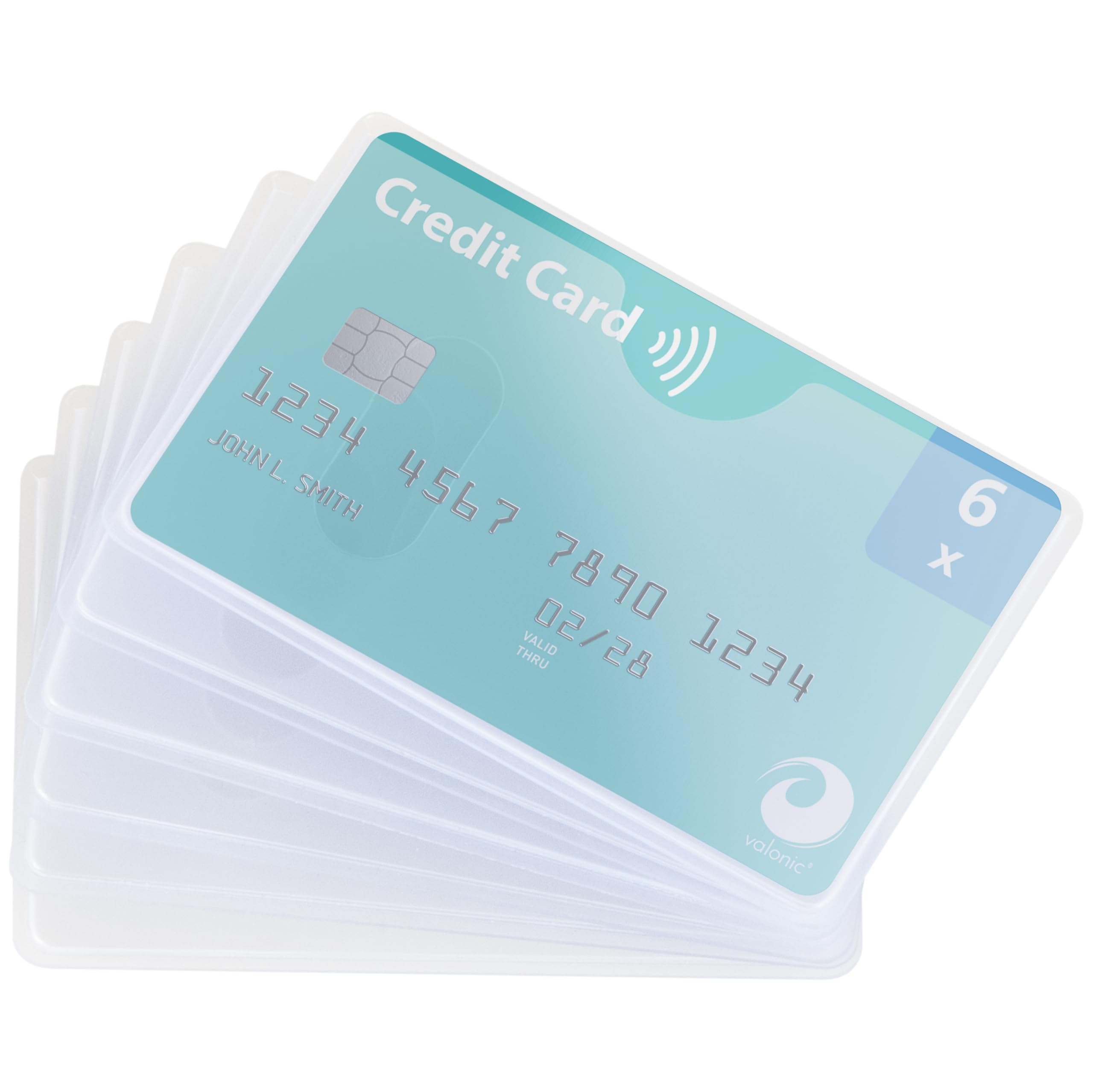 Valonic Credit Card Sleeves - 6 Pack - Transparent Plastic Protector Sleeves