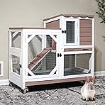 Gutinneen 2-Story Rabbit Hutch with Chew-Proof Ramp & Leak-Proof Trays - Indoor/Outdoor 39.3