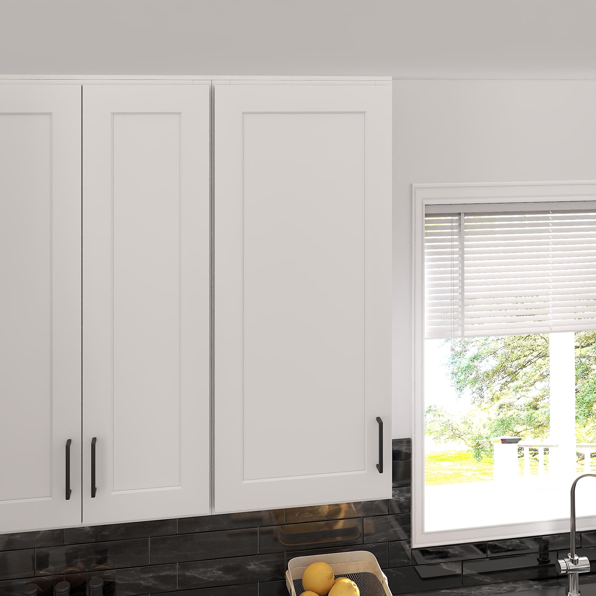 Furinno Shaker 4-Tier Wall Kitchen Cabinet, 1-Door, White