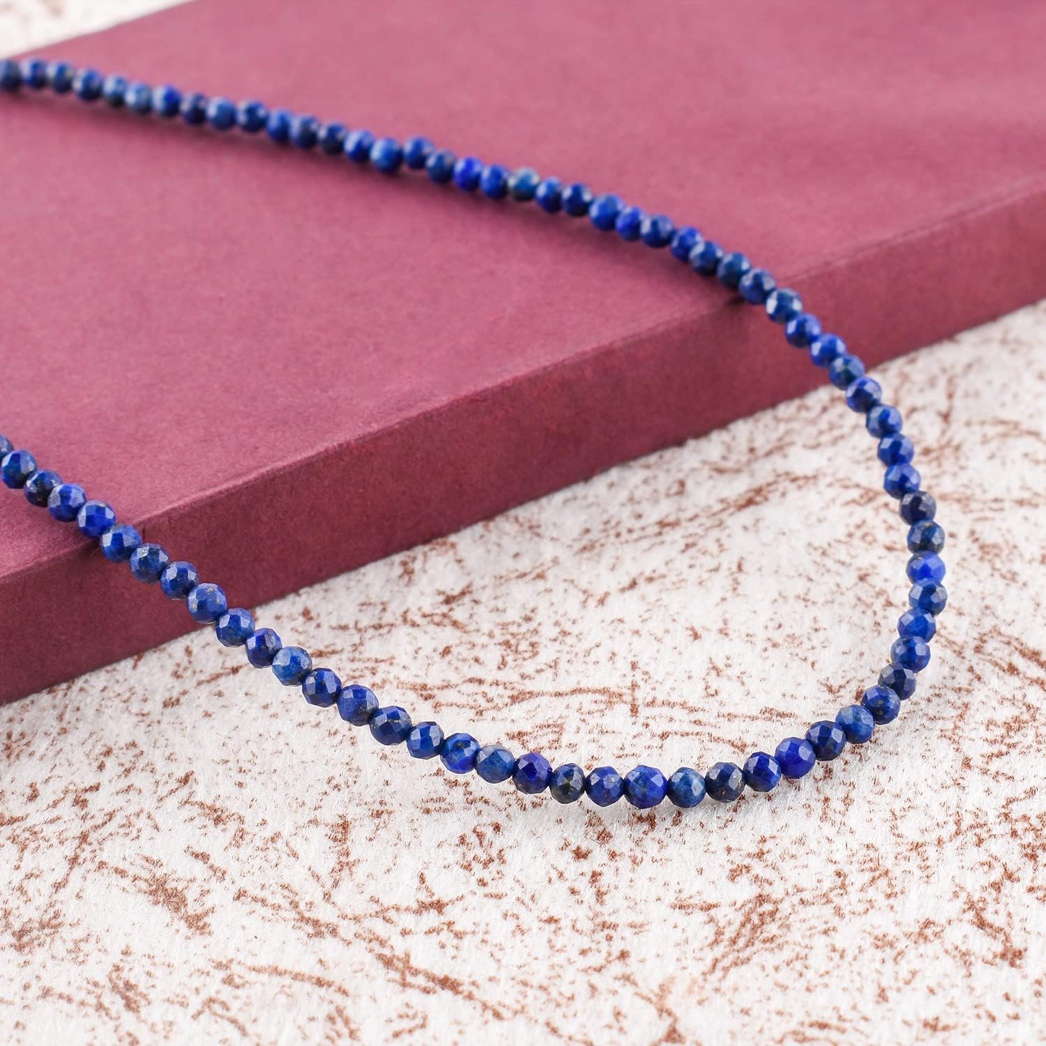 OdrillionGems AA Natural Lapis Lazuli Gemstone Choker Necklace, Energy Healing Crystals Beads, Rhodium Plated, 925 Sterling Silver, Women Jewelry, Valentine Gift, 18 inch - Image 5