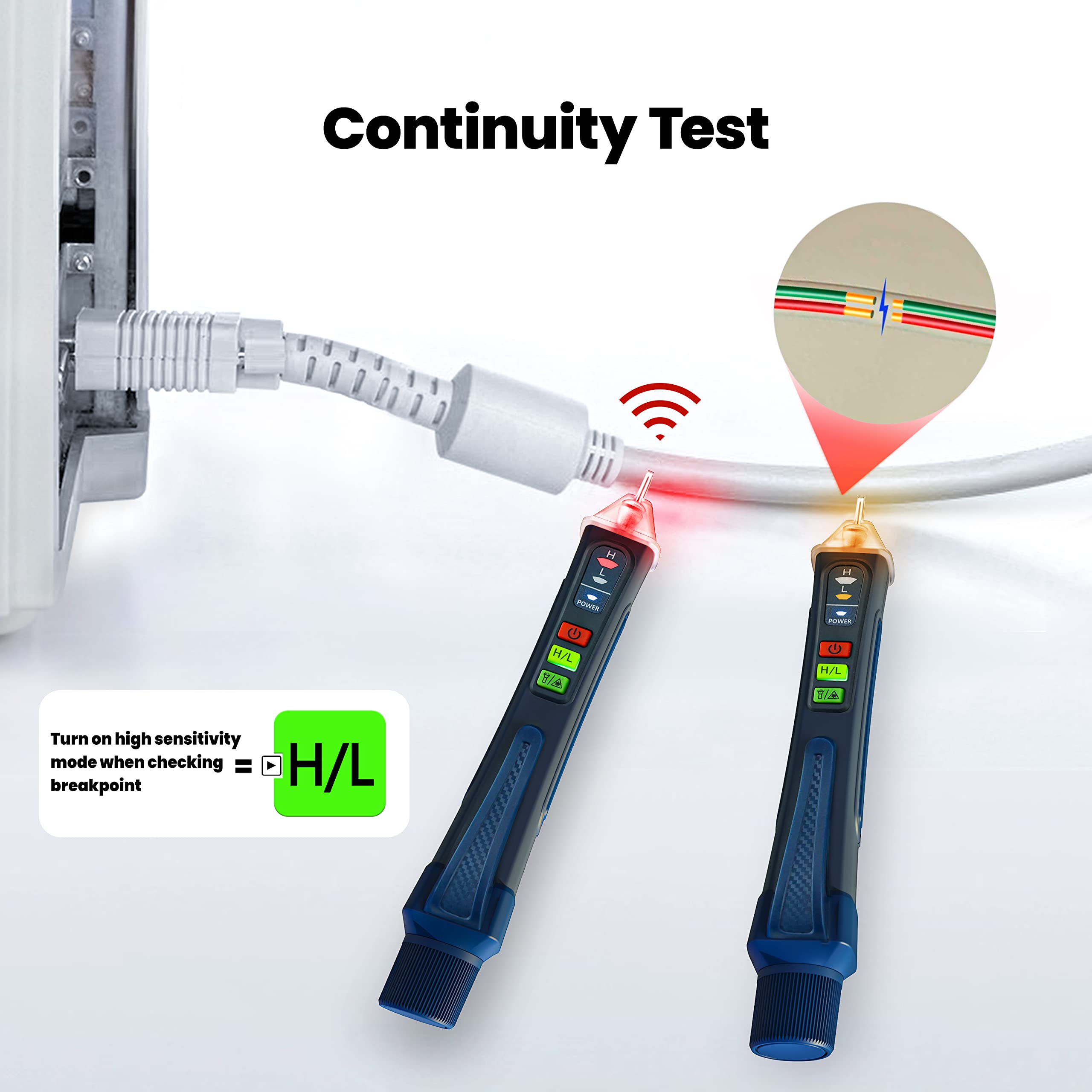 Bezkontaktowy Tester Napięcia AC NCV, 12/48–1000V Professional Tester elektryczny, Wskaźnik LED z Alarmem Dźwiękowym i Świetlnym, Latarka, Detekcja Linii Fazowej i Neutralnej