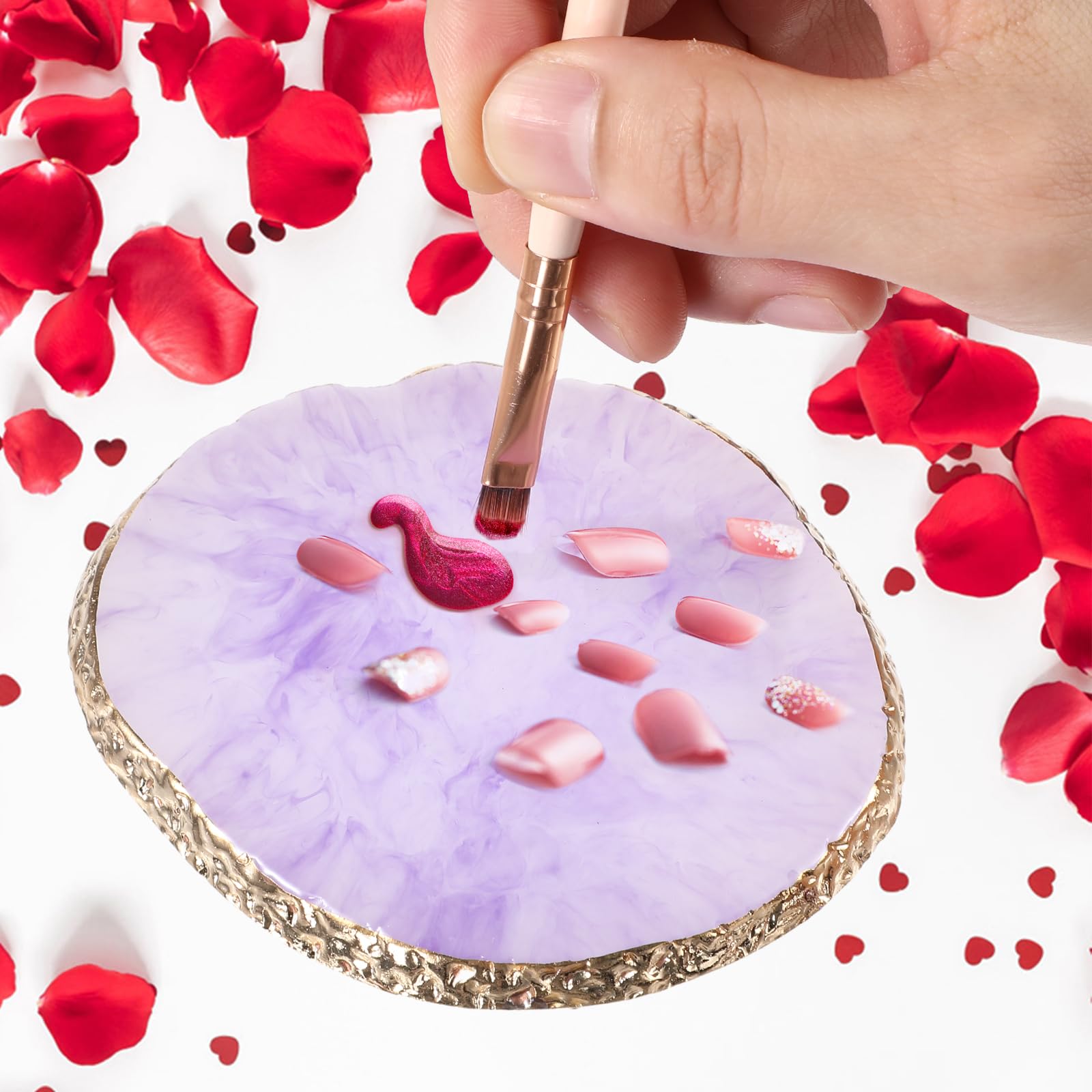 WLLHYF Tavolozza per nail art, in resina, per nail art, mista, irregolare, piastra per il trucco, per nail art, colore dipinto a mano (viola)