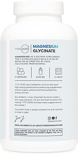 Miniatura 3 de Type Zero Glicinato de magnesio (210 mg | 180 cápsulas) puro, sin OMG, sin gluten, suplemento natural de magnesio de alta absorción