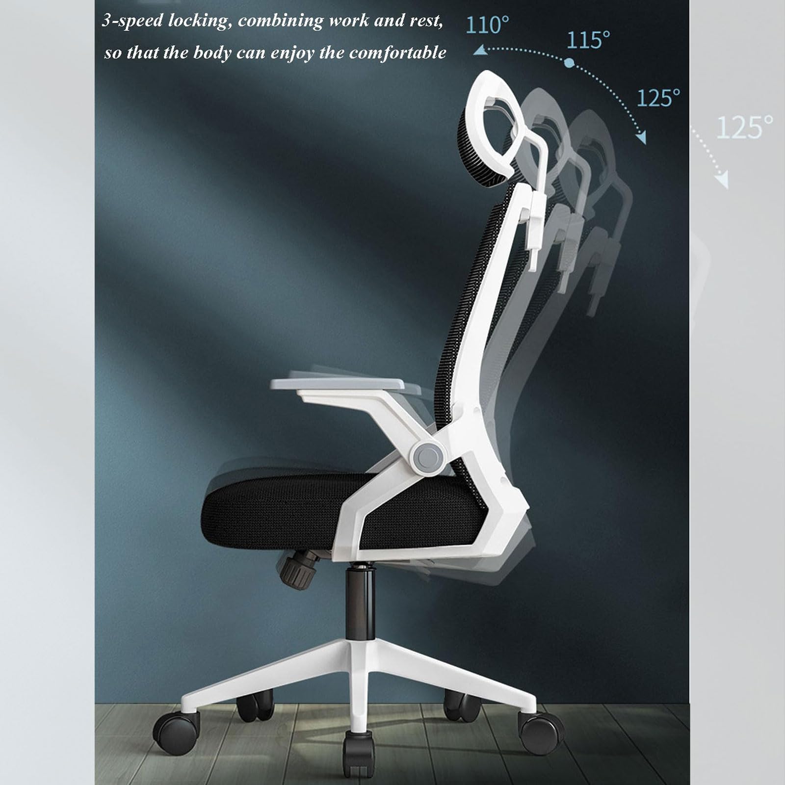 Silla De Oficina Ergonómica, Silla De Gaming con Respaldo Alto Ajustable, Silla De Trabajo Reclinable, Cómoda Y Giratoria 360°, para Personas Altas Y Corpulentas, con Soporte Lumbar