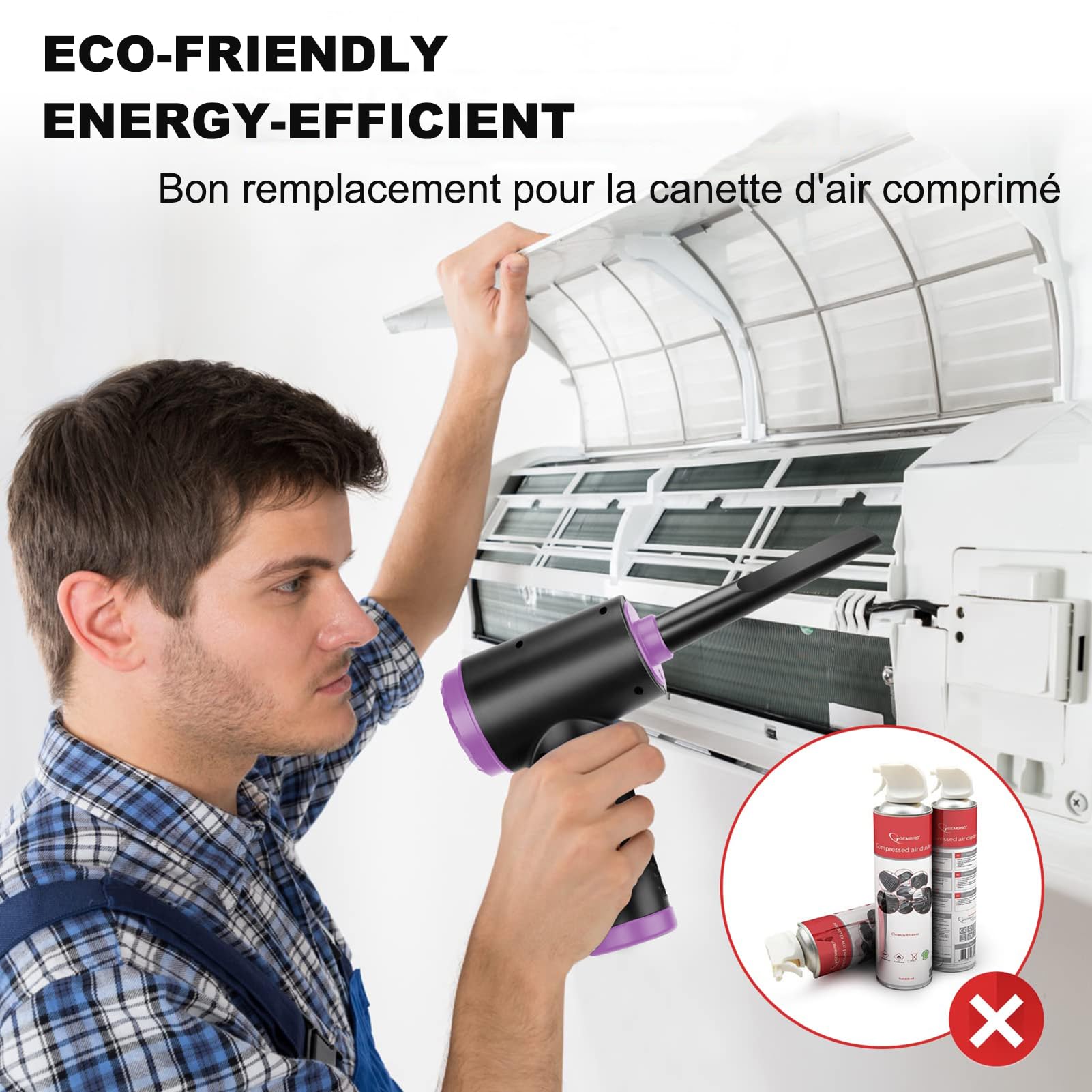 Souffleur Air Comprimé et Aspirateur 2 en 1, Bombe Air Sec - Nettoyage PC,7600 mAh,91000RPM électrique Air Comprimé Nettoyage PC pour Ordinateur,Clavier,Voiture Nettoyage