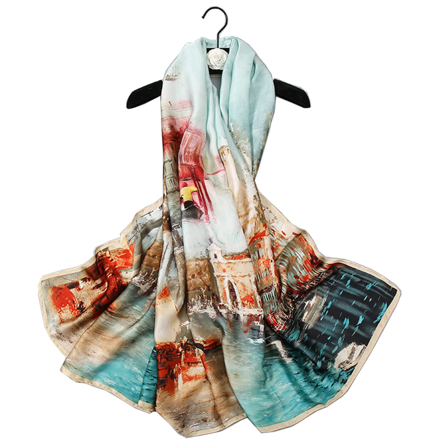 Fashion Scarves Scarf 100% Silk Feeling Scarf Silk Like Scarves Long Lightweight Sunscreen Shawls for Women