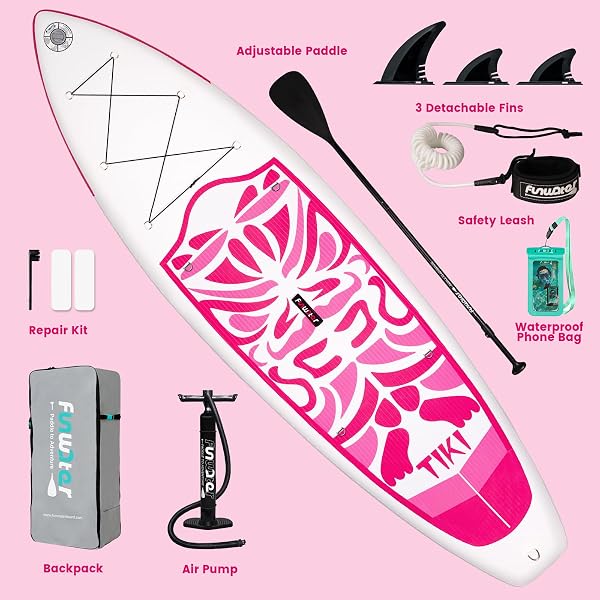 FunWater Tavola Gonfiabile Con Pinne,Guinzaglio Di Sicurezza,Pompa A Mano,Pagaia,Zaino Sup,Per Adulti E Ragazzi Di Tutti I Livelli - 4