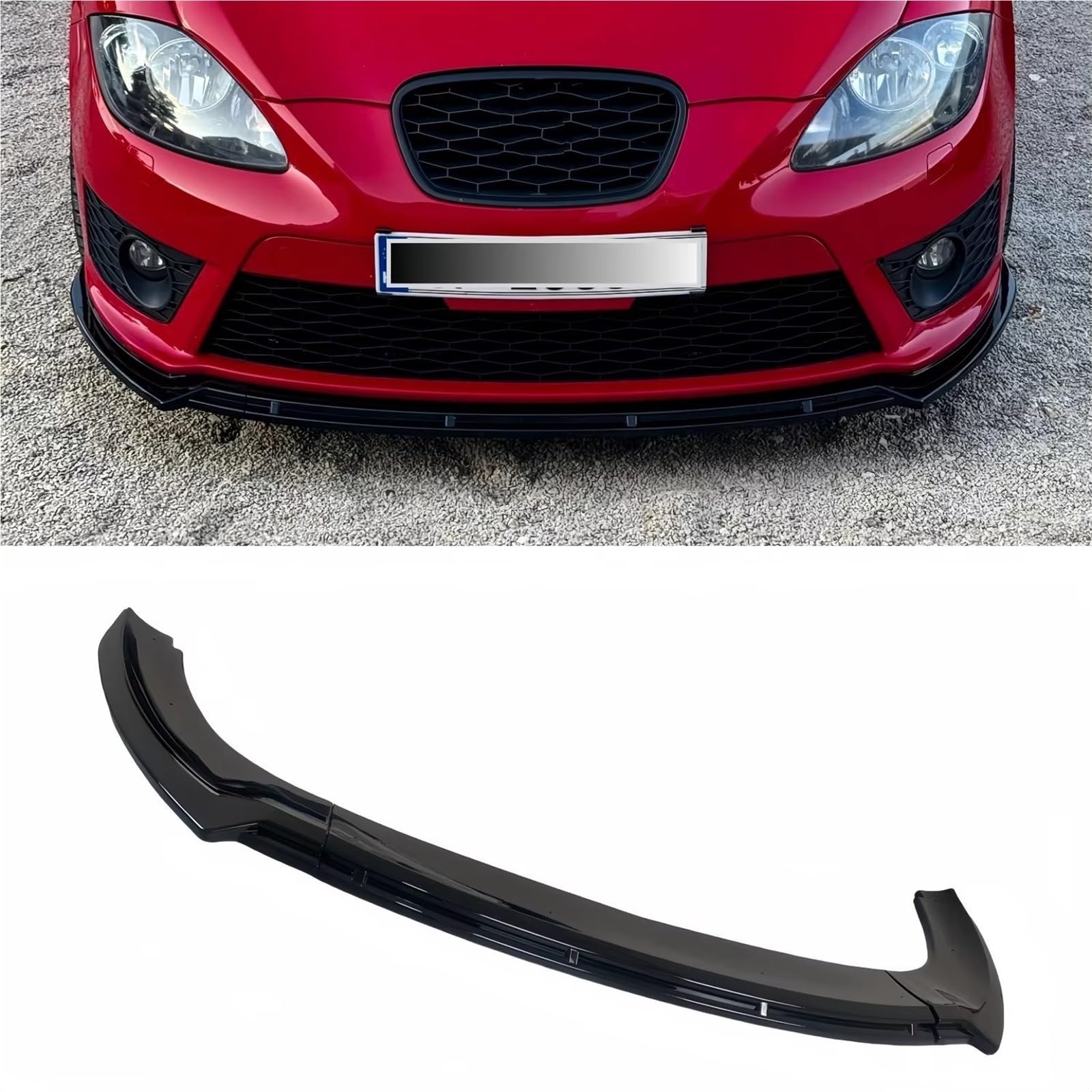 Parachoques Delantero Coche Spoiler Separador Labios Parachoques Delantero Negro Brillante 3 Piezas para Seat para Leon MK2 para Cupra R 09-12 Kit Facelift Tuning Kit lip