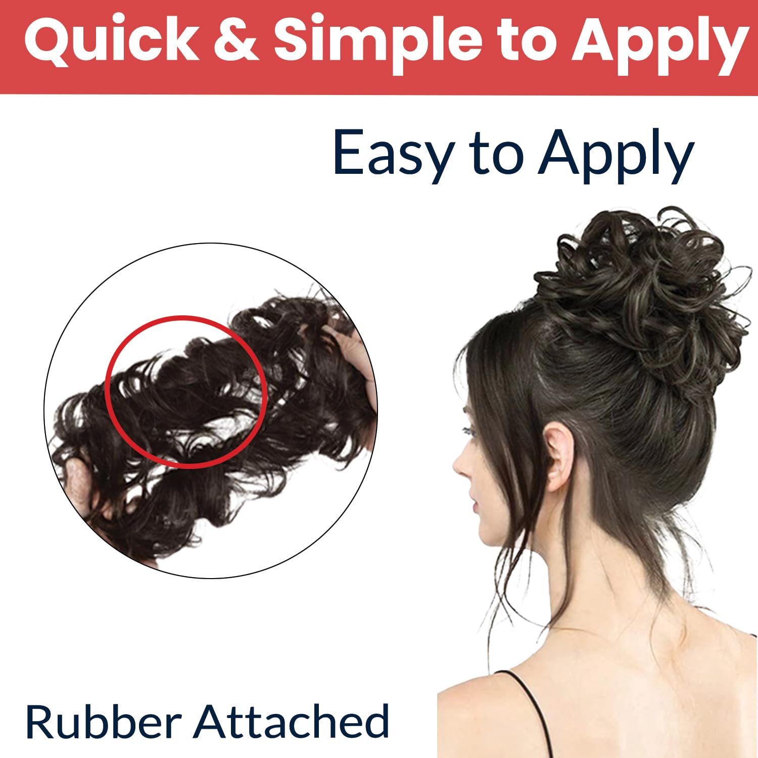 TEMPERIA Hair Accessories For Women Stylish - Juda Hair Buns for Women - Messy Bun Hair Extension - Artificial Fake Hair Donuts Bun Maker Scrunchies - With Elastic Rubber band - Natural Brown - 1 Pcs 2