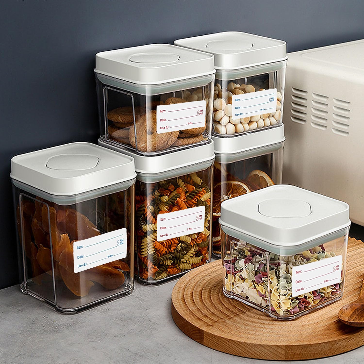 2 Rollen Voedseletiketten 1000 Stuks – 5x2,5cm Zelfklevend Met Pen, Rood & Blauw, Voor Blikjes En Bakjes