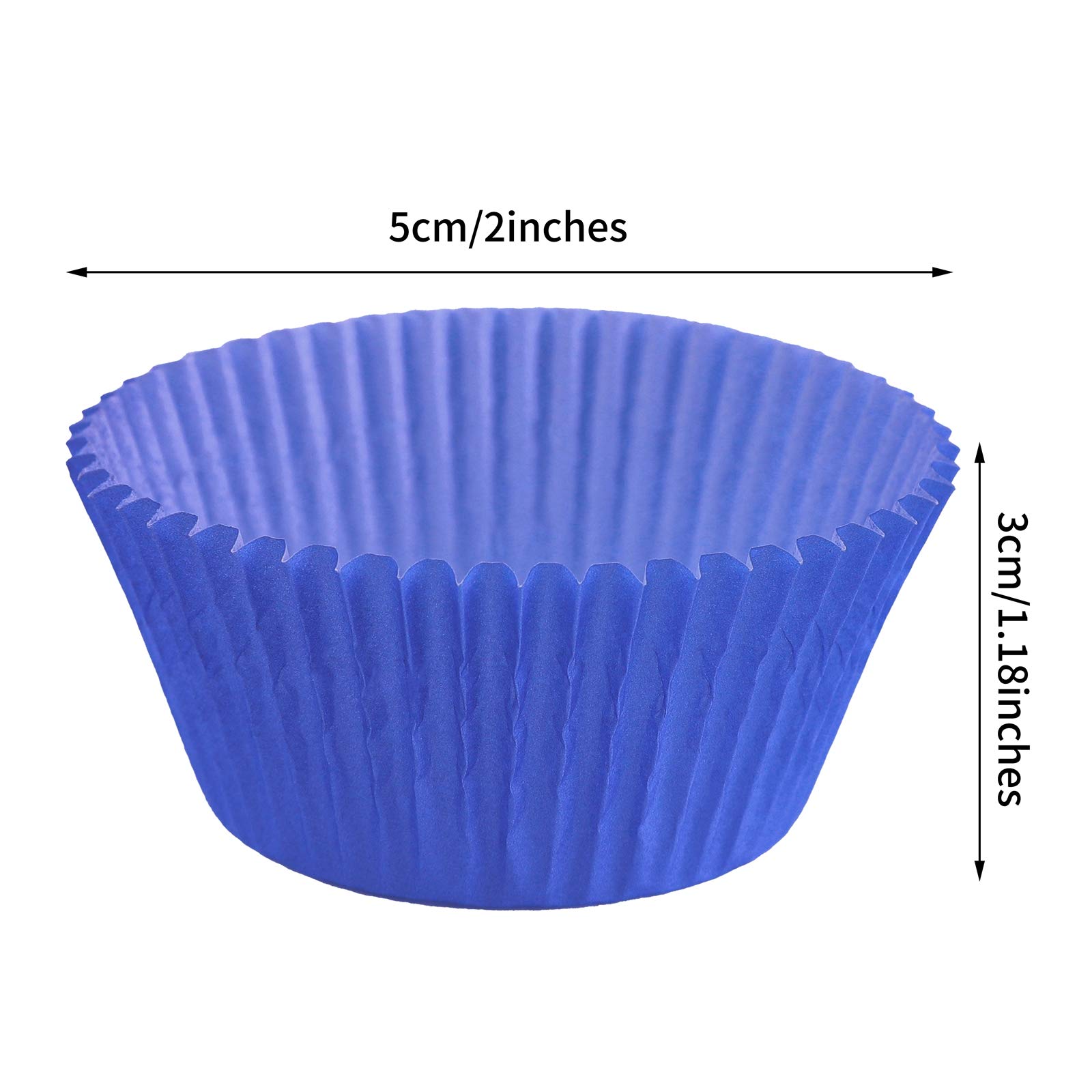 URATOT 100 Pieces Blue Cupcake Liners Cupcake Wrappers Baking Cups Cupcake Cases for Birthday, Wedding, Baby Shower, 2 Inches