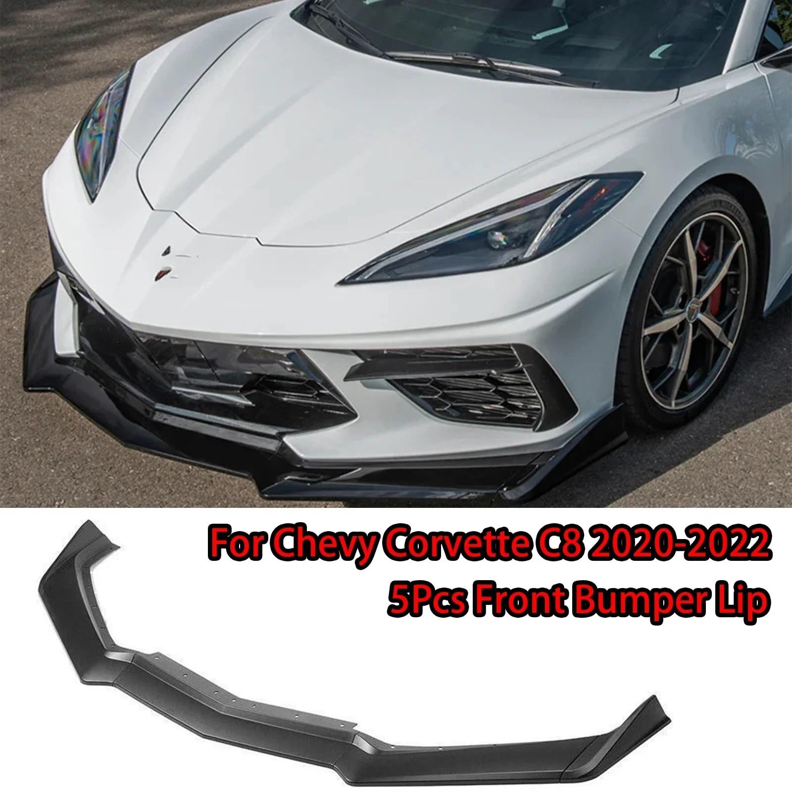 Uniwersalny spoiler Do Chevy Corvette C8 2020-2022 | 5Pcs Włókno węglowe Przedni Dokładka przedniego zderzaka