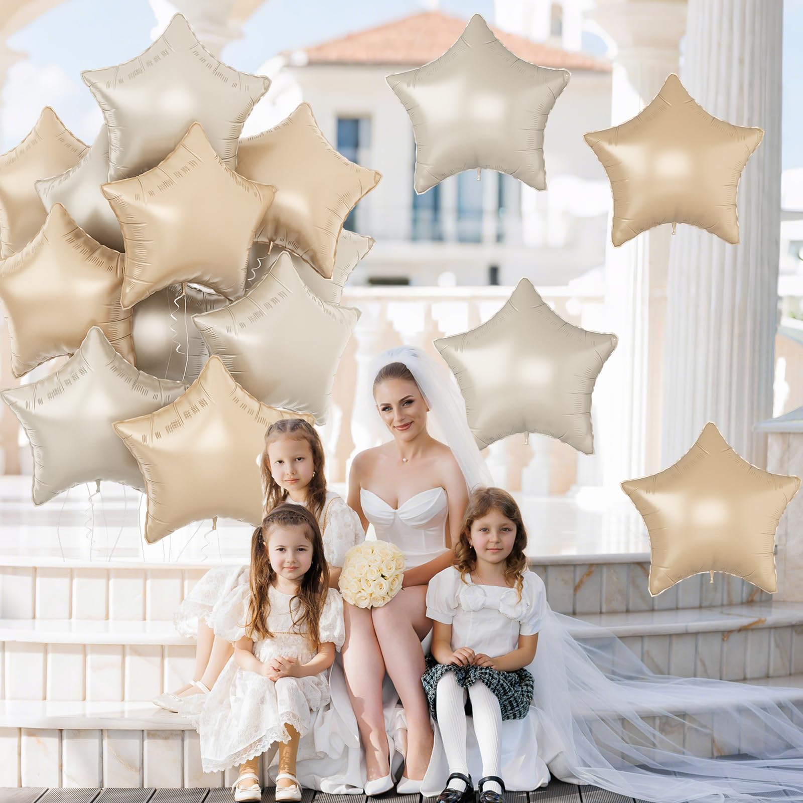 Cream Star Balloons, 18Inch Caramel Cream Stars Shape Foil Balloons - Image 4