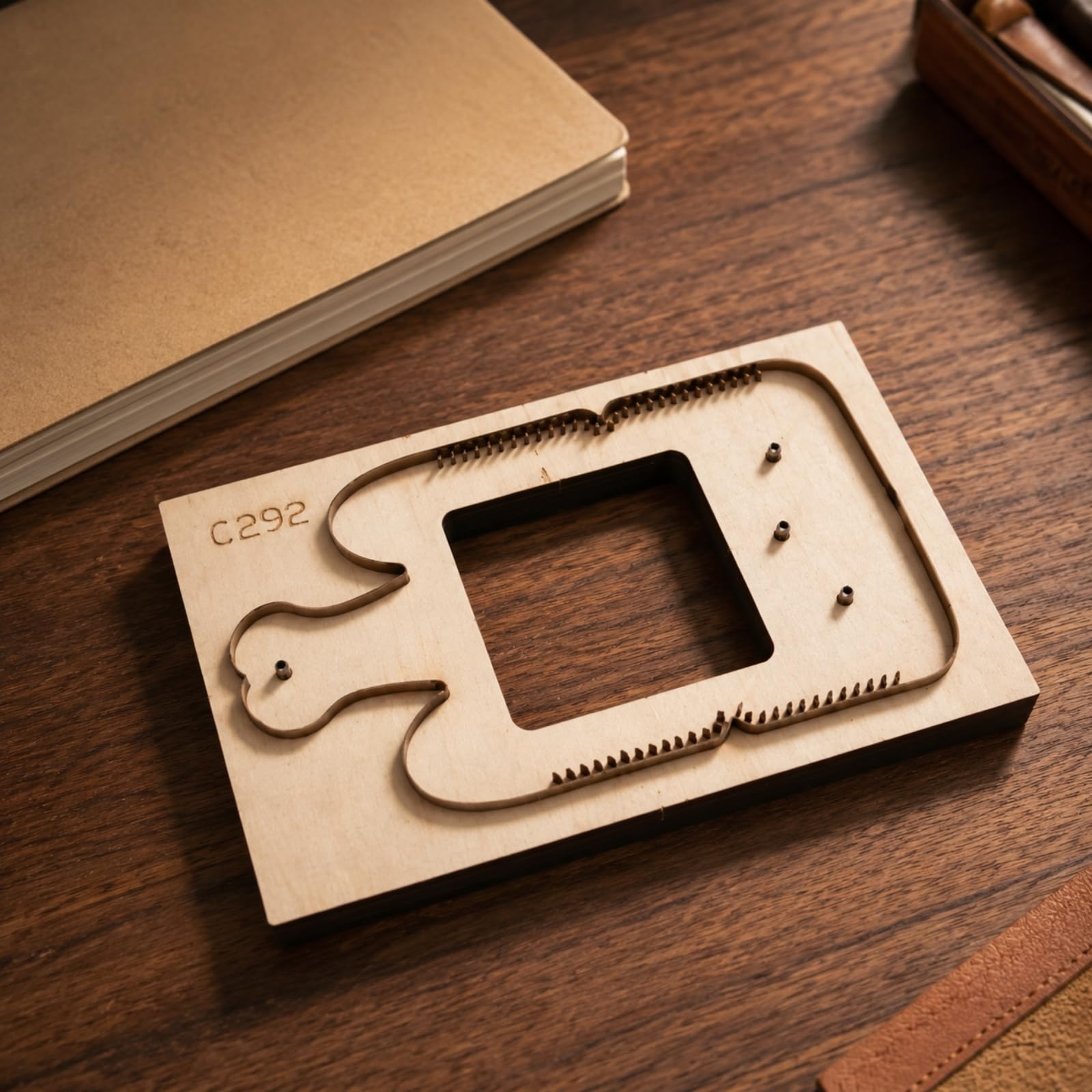 Qianly la per Pelle con Base in Legno | Manuale, Forma di Cucciolo per Portafoglio e Portacarte, Affilato