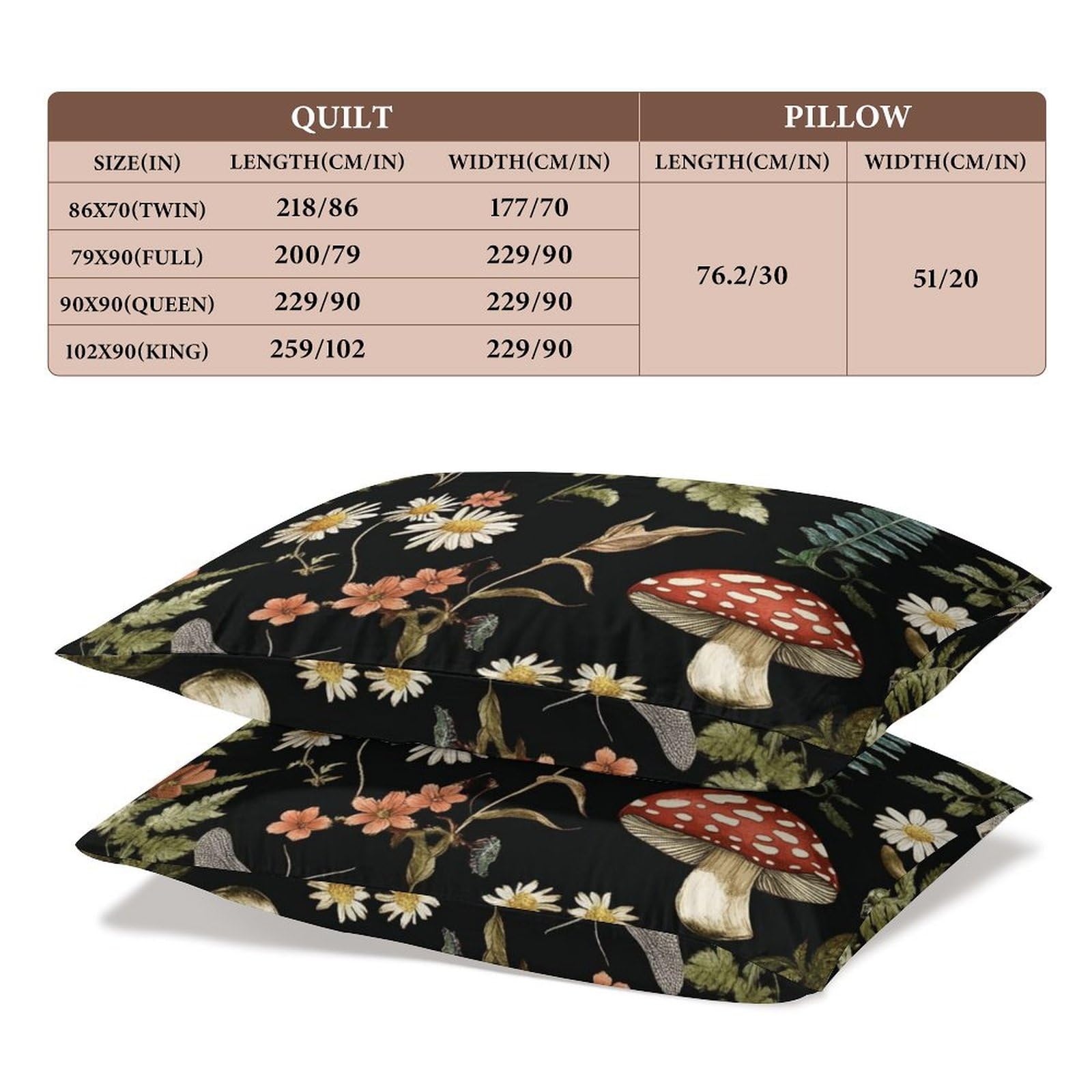 Delerain Comforter Cover Set Twin Size, Mushroom Snails 3-Piece Bedding Set for Boys Girls Teens Modern Soft Microfiber Bedroom Set Room Decor, 1 Duvet Cover + 2 Pillowcases