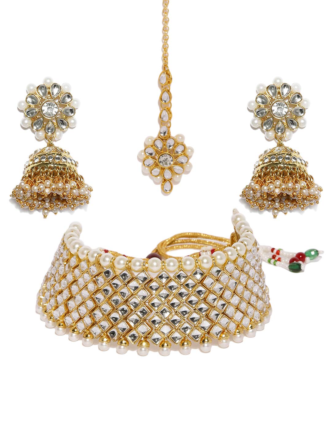 See full amazon price history chart for ZAVERI PEARLS Mesmerising Gold Tone Kundan And Pearls Choker Necklace Set For Women-ZPFK8880 ZAVERI PEARLS Mesmerising Gold Tone Kundan And Pearls Choker Necklace Set For Women-ZPFK8880 (B07ZYY1DTY) Amazon Price History, Amazon Price Tracker