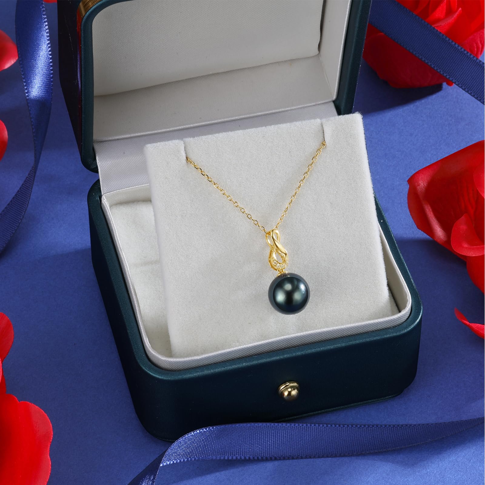 Collar de Perlas Infinitas Negras de Tahití - Regalo para Esposa, Mujeres, Aniversario, Día de la Madre, Cumpleaños, Navidad, San Valentín